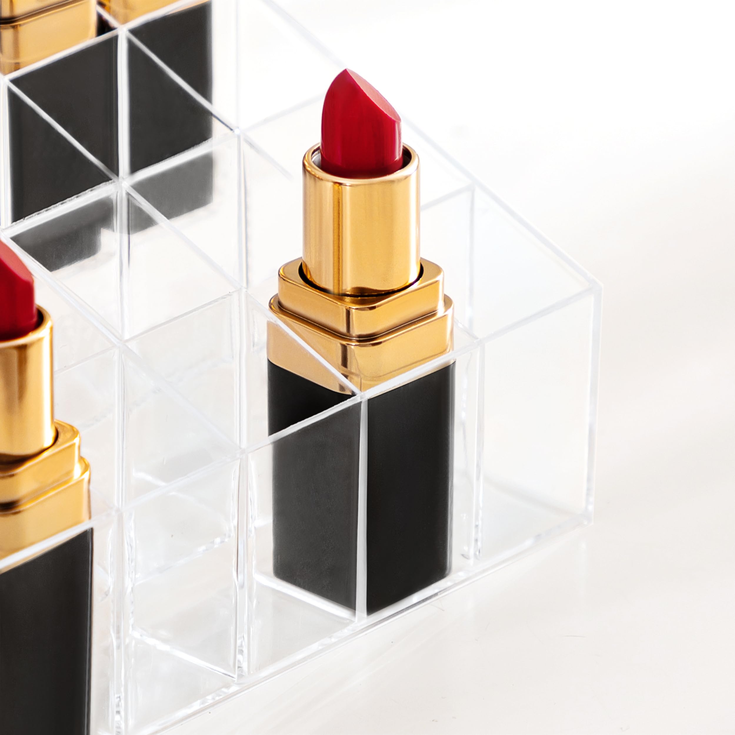HBlife Lipstick Holder, 24 Spaces Clear Acrylic Lipstick Organizer Display Stand Cosmetic Makeup Organizer for Lipstick, Brushes