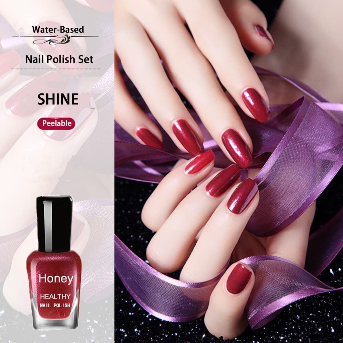 Tophany Non Toxic Nail Polish Set, Easy Peel Off and Fast Dry NailPolish Set for Pack, Eco Friendly & Organic Water Based Nail P