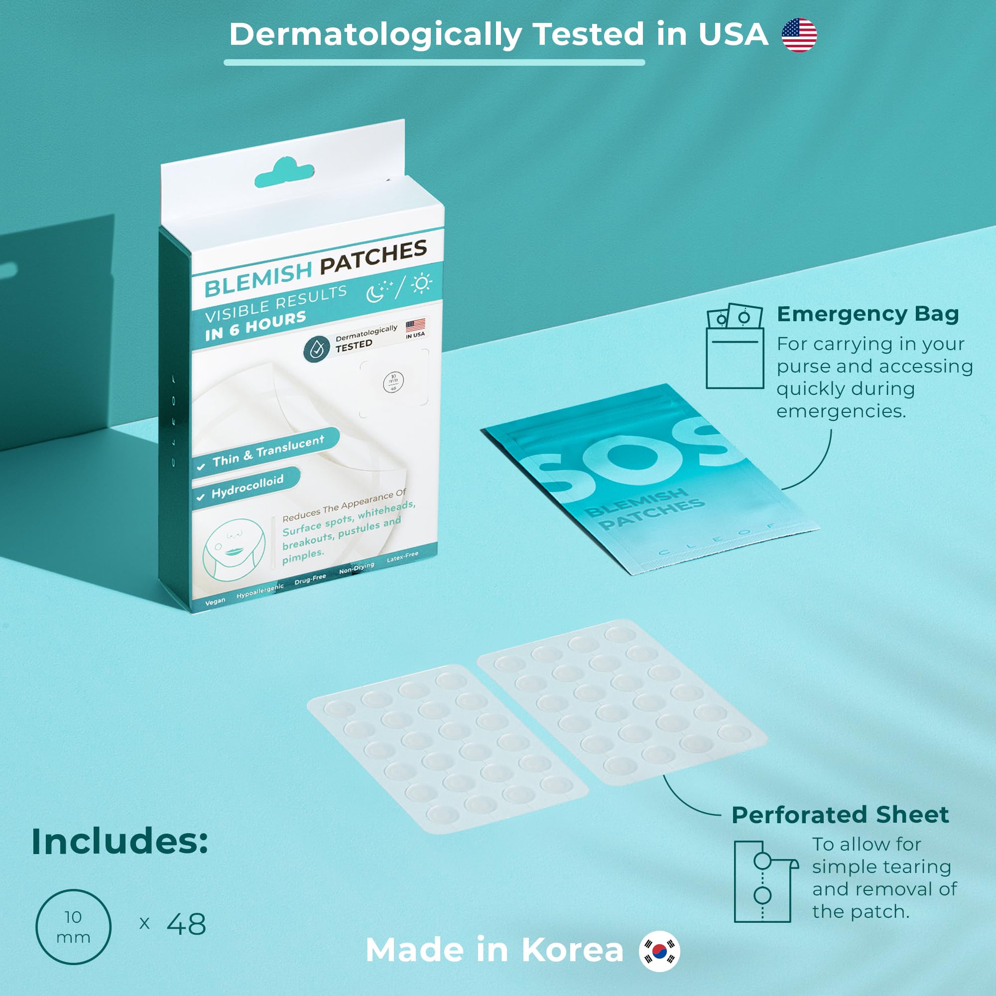 CLEOF Pimple Patches for Face & Body - Overnight Treatment - Acne Patch for Zits, Dots, Bumps, Spots, Pimples, Whiteheads - Hydr