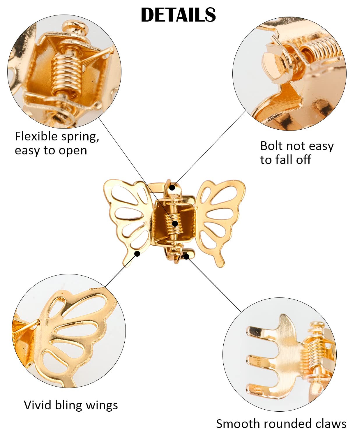 Wecoe 30 Pcs Small Gold Butterfly Hair Clips Girls Tiny Mini Claw Clips Cute Decorative Hair Clips Little Baby Toddler Kids Flow
