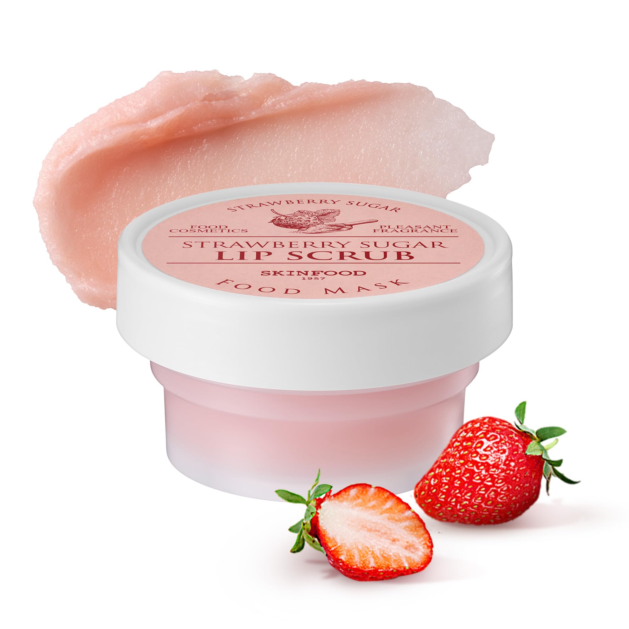 SKINFOOD Strawberry Sugar Lip Scrub Mask, Stocking Stuffers, Exfoliating Lip Care, Hydrating Korean Lip Product for Soft & Smoot