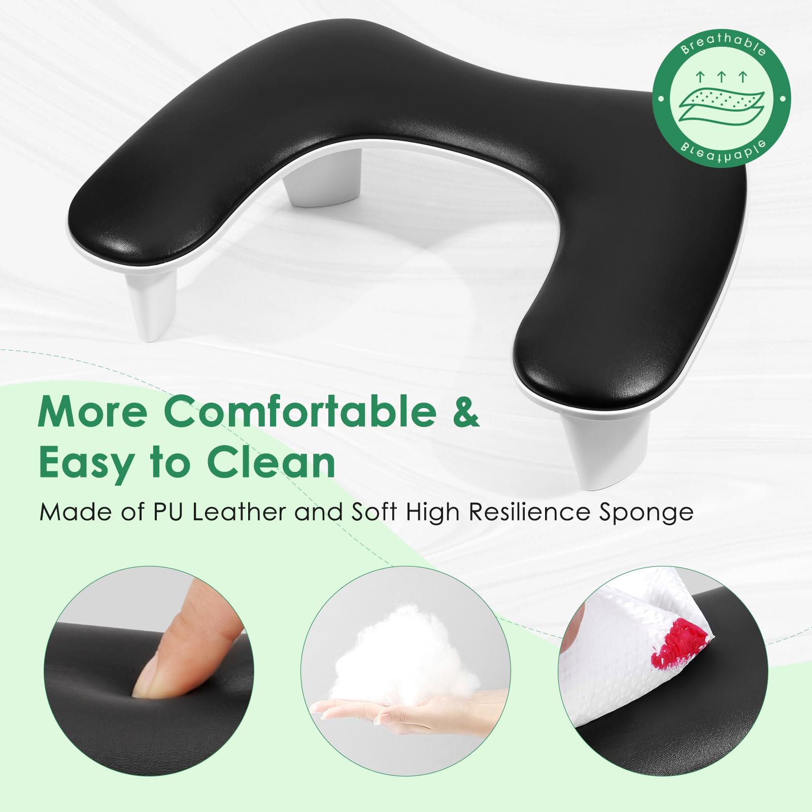Lionvison Arm Rest For Nails Tech U Shaped - Comfortable Manicure Nail Hand Rest Pillow Cushion, Pu Leather Nail Armrest Stand F