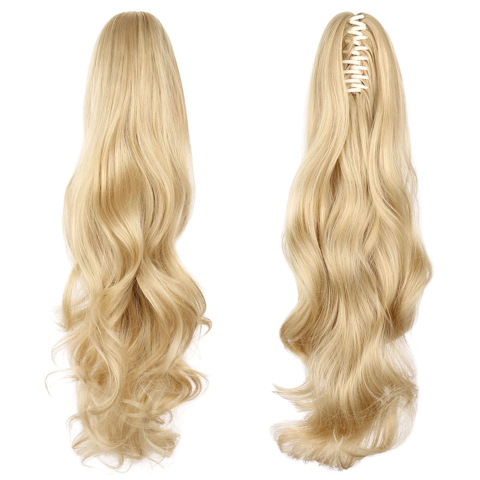 HEWEICSY Ponytail Extension,Hair Extension Ponytail 22'' Long Claw Hair Extension Synthetic Curly Wavy Hairpieces Ponytail Clip 
