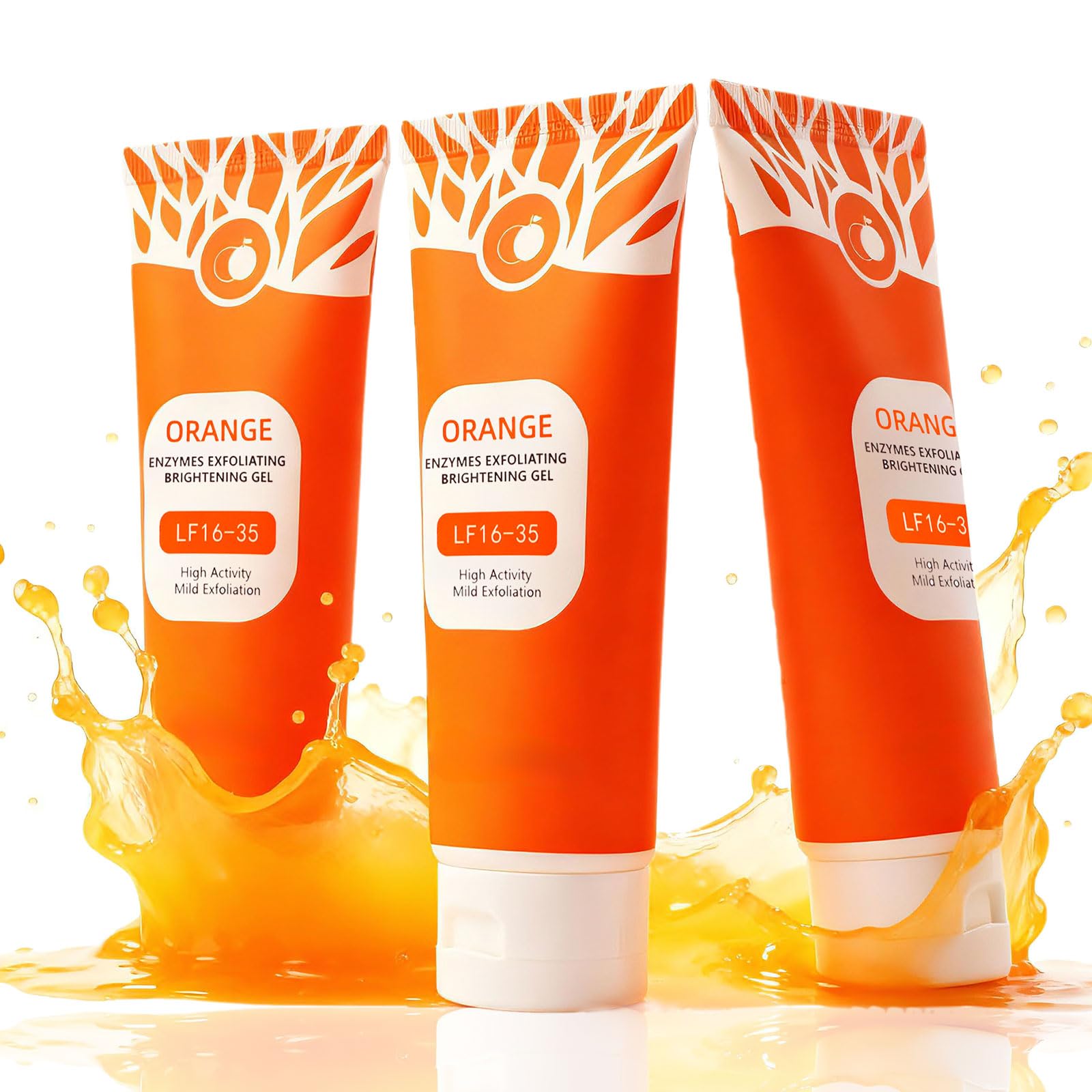 3X100ml 2026 Updated Orange Enzyme Exfoliating Gel Set  Natural Citrus Extract Facial Peeling Gel, Gentle Daily Enzyme Exfolian