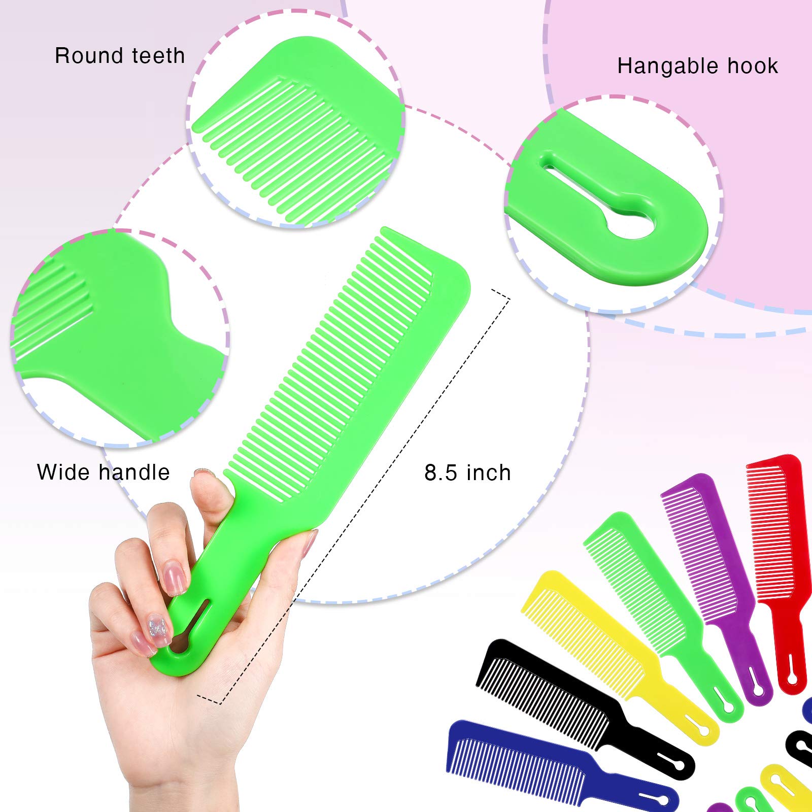 Boao 6 Pack Blending Comb Barber Combs, 9 Inch Heat Resistant Clipper Combs Flat Top Combs For Clipper Cuts And Flattops, Assort