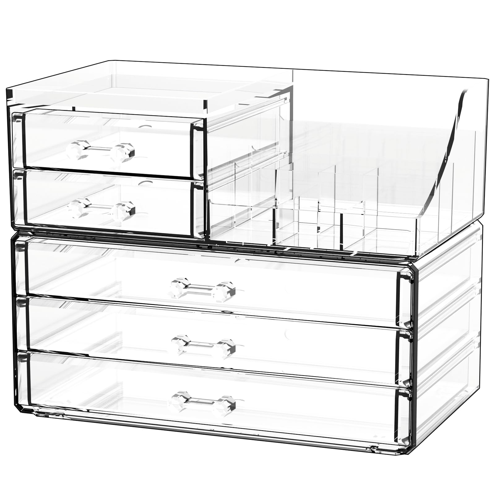 Cq acrylic Clear Make up Organizers and Storage for Vanity,2 Pcak Cute Skincare Organizer and Cosmetic Storage Organizer for Jew