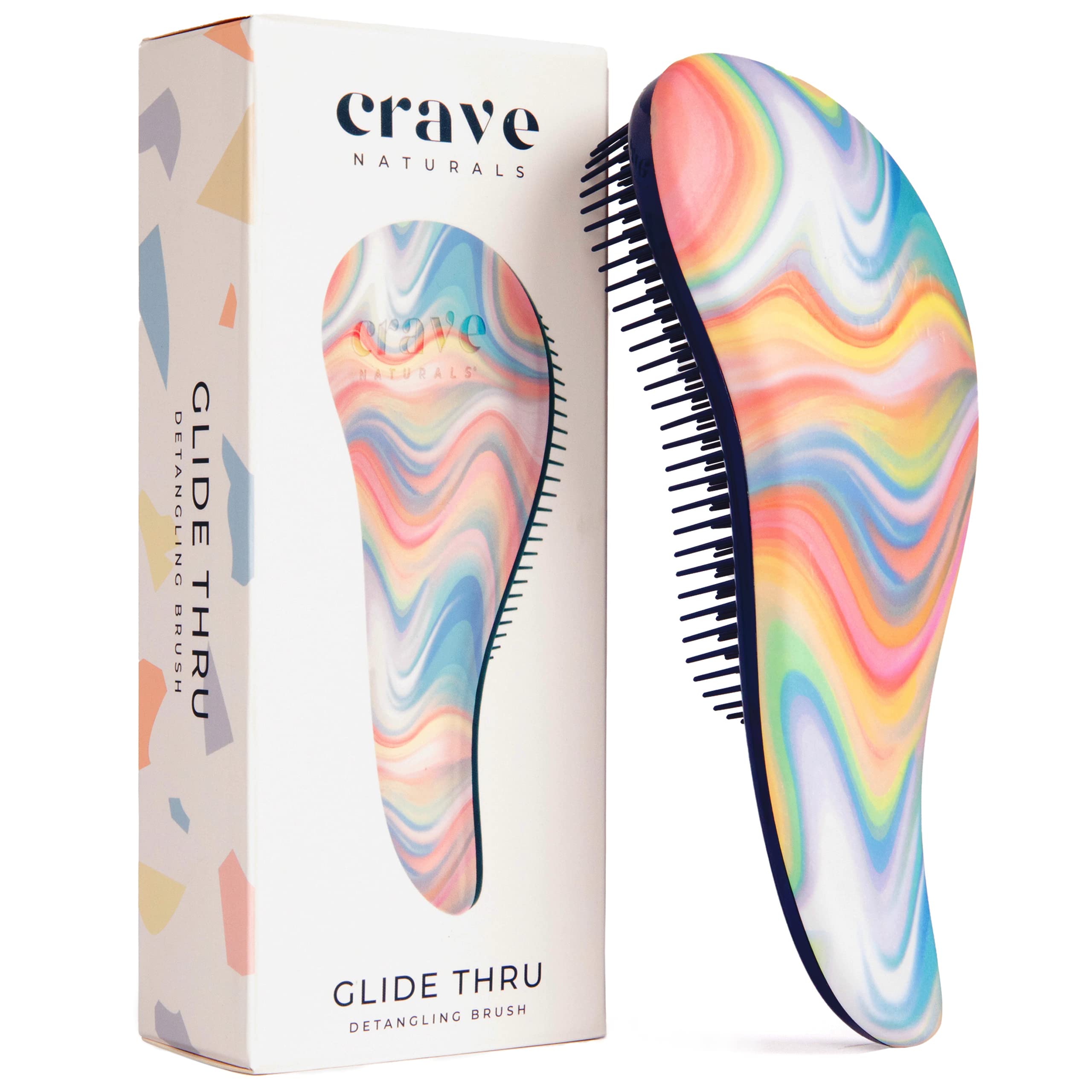 Crave Naturals Glide Thru Detangling Brush For Adults & Kids Hair - Detangler Natural, Curly, Straight, Wet, Dry Hairbrush Men&W