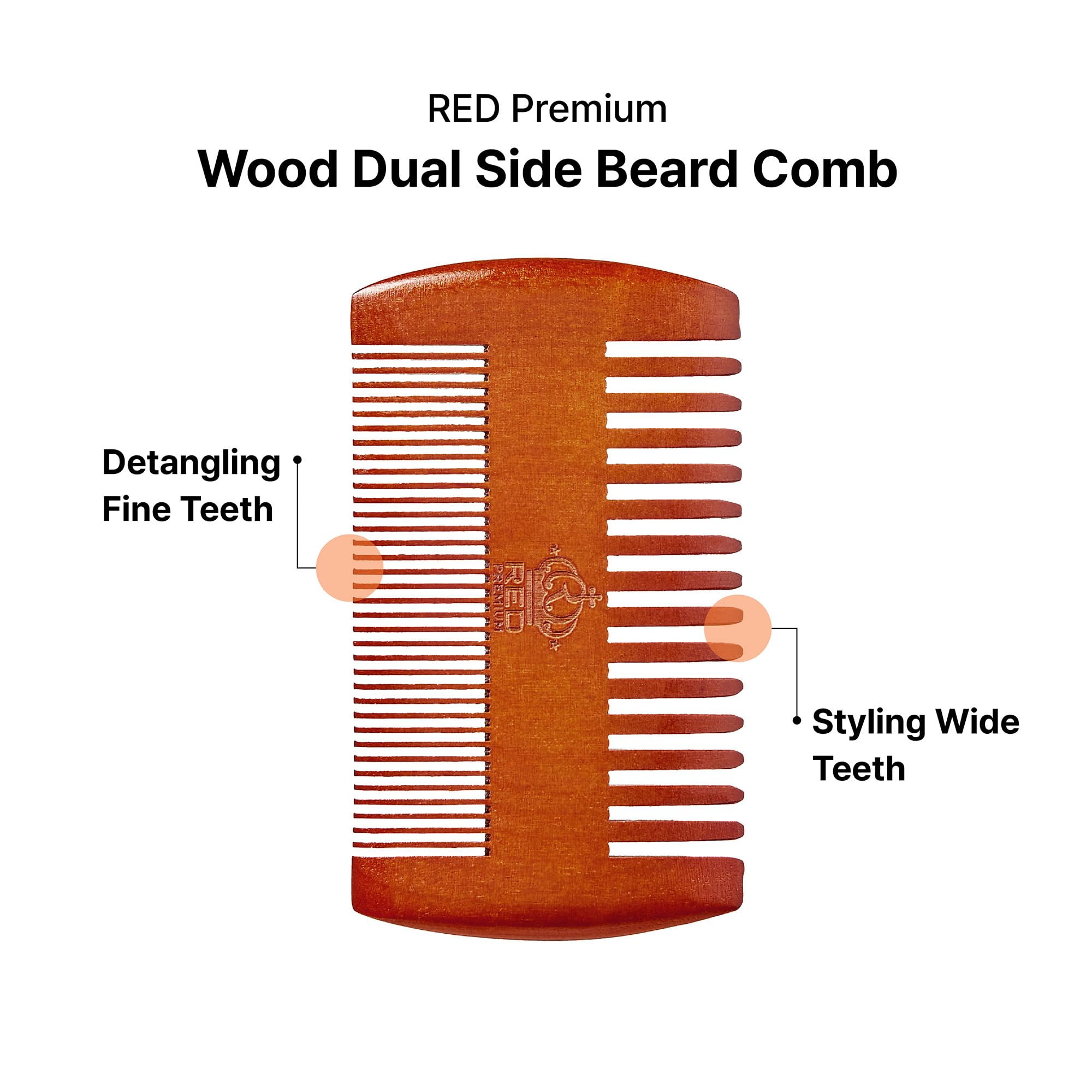 Red Premium Beard Grooming Kit, 2 Premium Wood Combs & Professional Shear Set For Men, Complete Facial Hair Styling, Maintenance