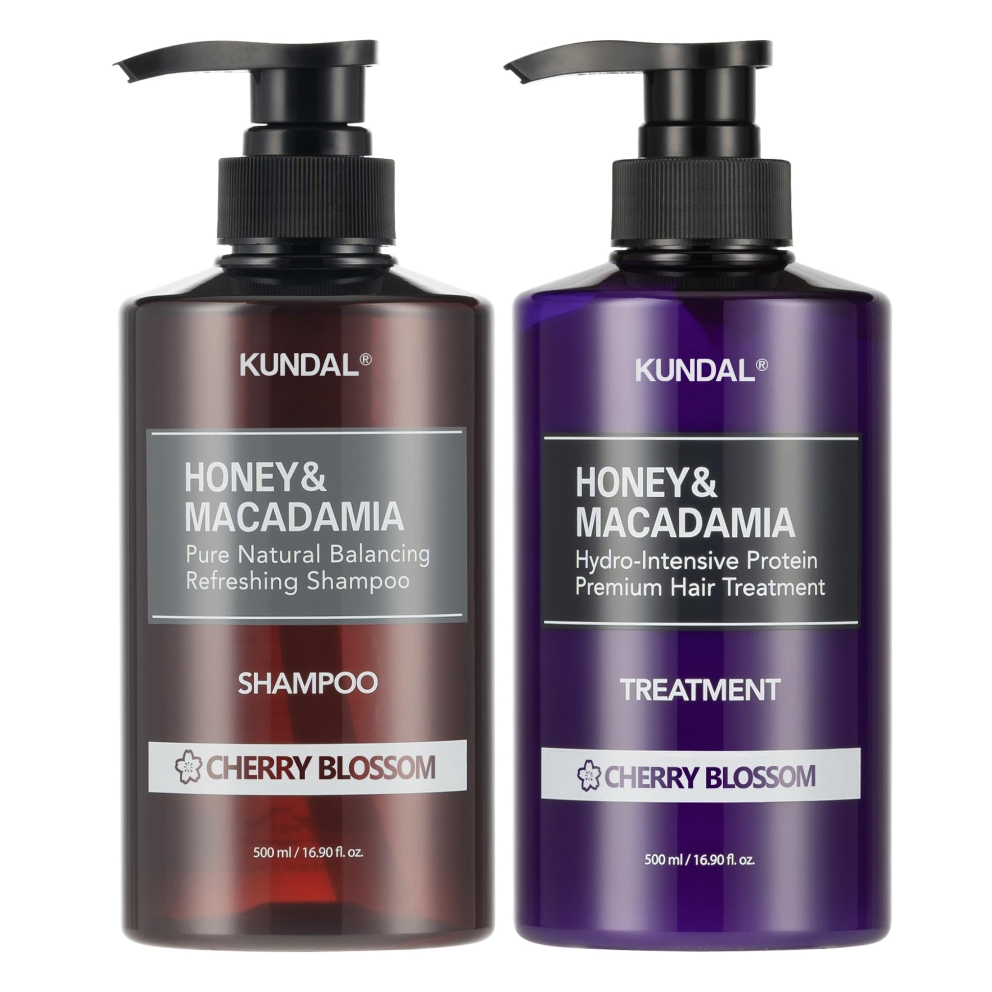 Kundal Natural Hair Shampoo And Conditioner Set [Cherry Blossom Scent]- Ultimate Damage Hair Repair Strengthen, Nourish Dry, Wit