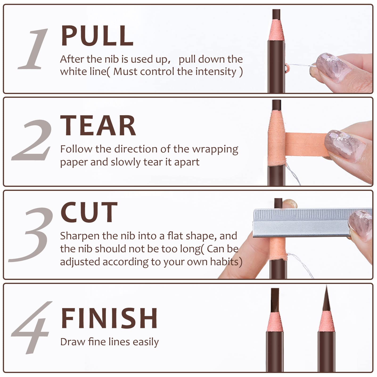 5Pcs Microblading Pencil Waterproof Eyebrow Peel-Off Pencil Pull Cord Microblading Supplies Brow Lamination Pencil Set For Marki