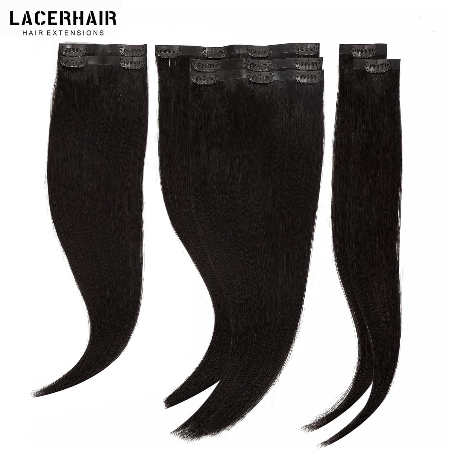 Lacer Hair Seamless Ultra Thin Invisible Pu Weft Clip On Hair Extensions 22 Inch 7Pcs 110G Clip In Human Hair For Fine Thin Hair