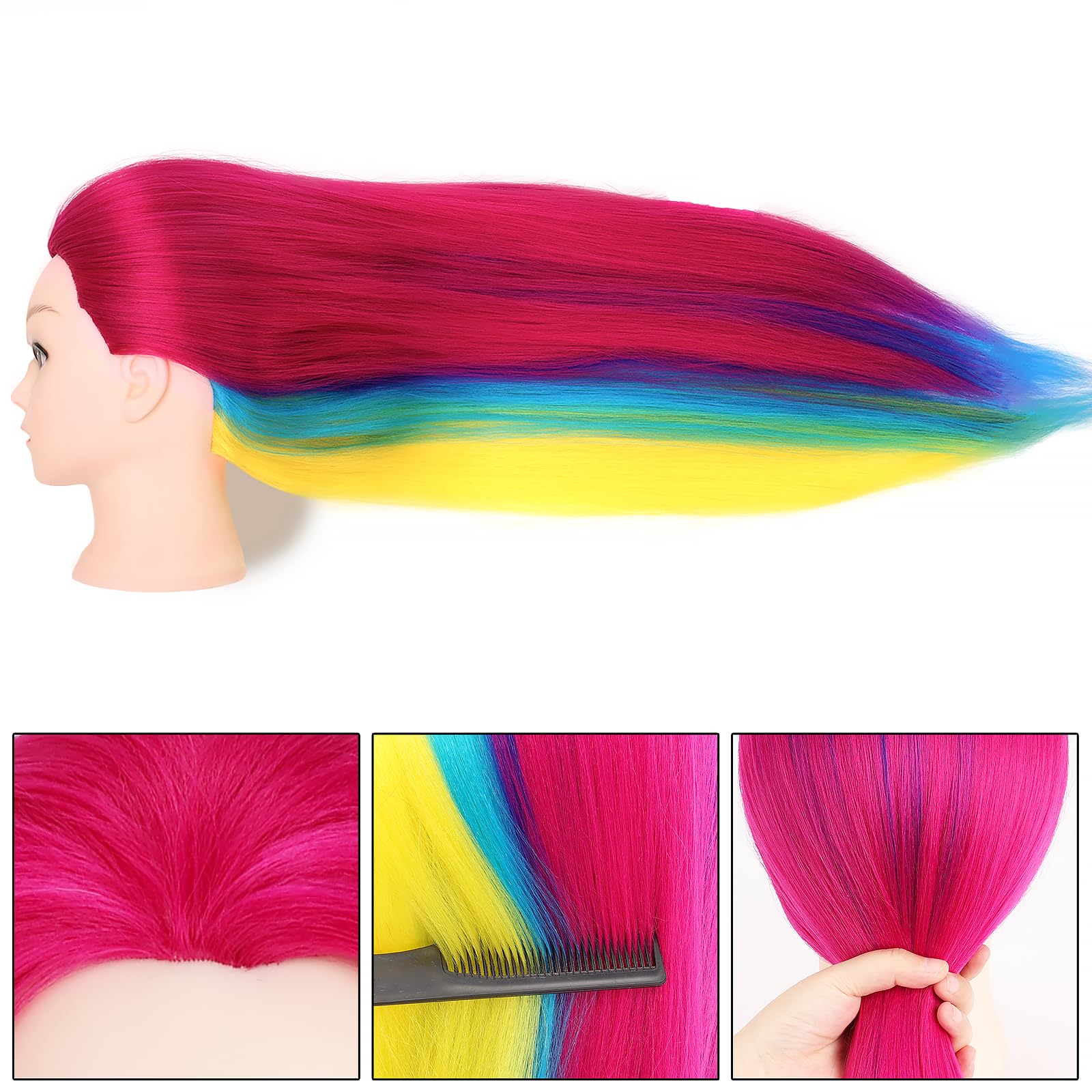 Mannequin Head With Hair, Beauty Star 29'' Cosmetology Doll Head For Hair Styling To Practice On, Hairdressing Training Braiding