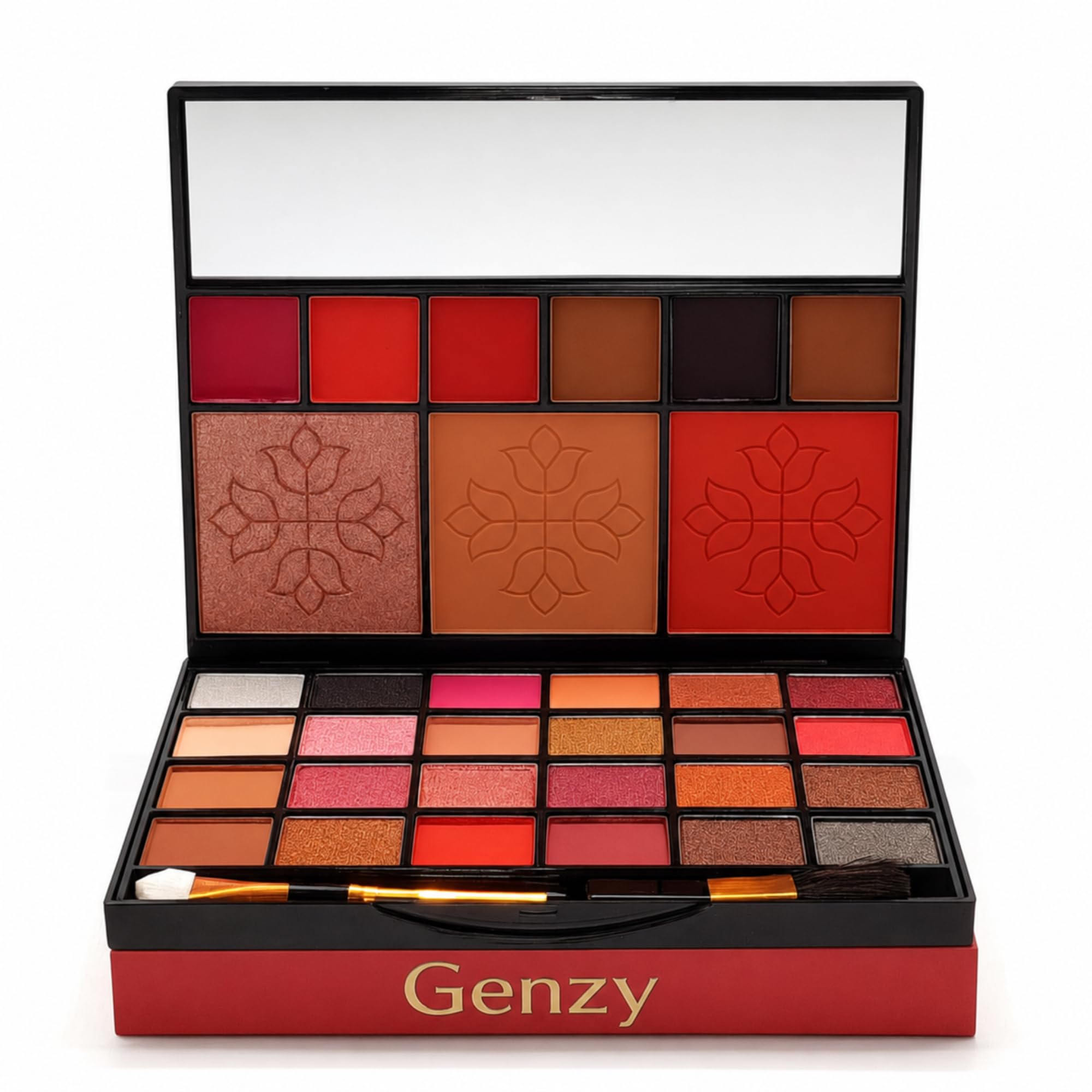 Genzy All In One Makeup Kit For Women & Girls | 24 Color Eyeshadow Palette, 3 Lip Gloss, 3 Eyebrow Powder, Blush, Contour, Highl