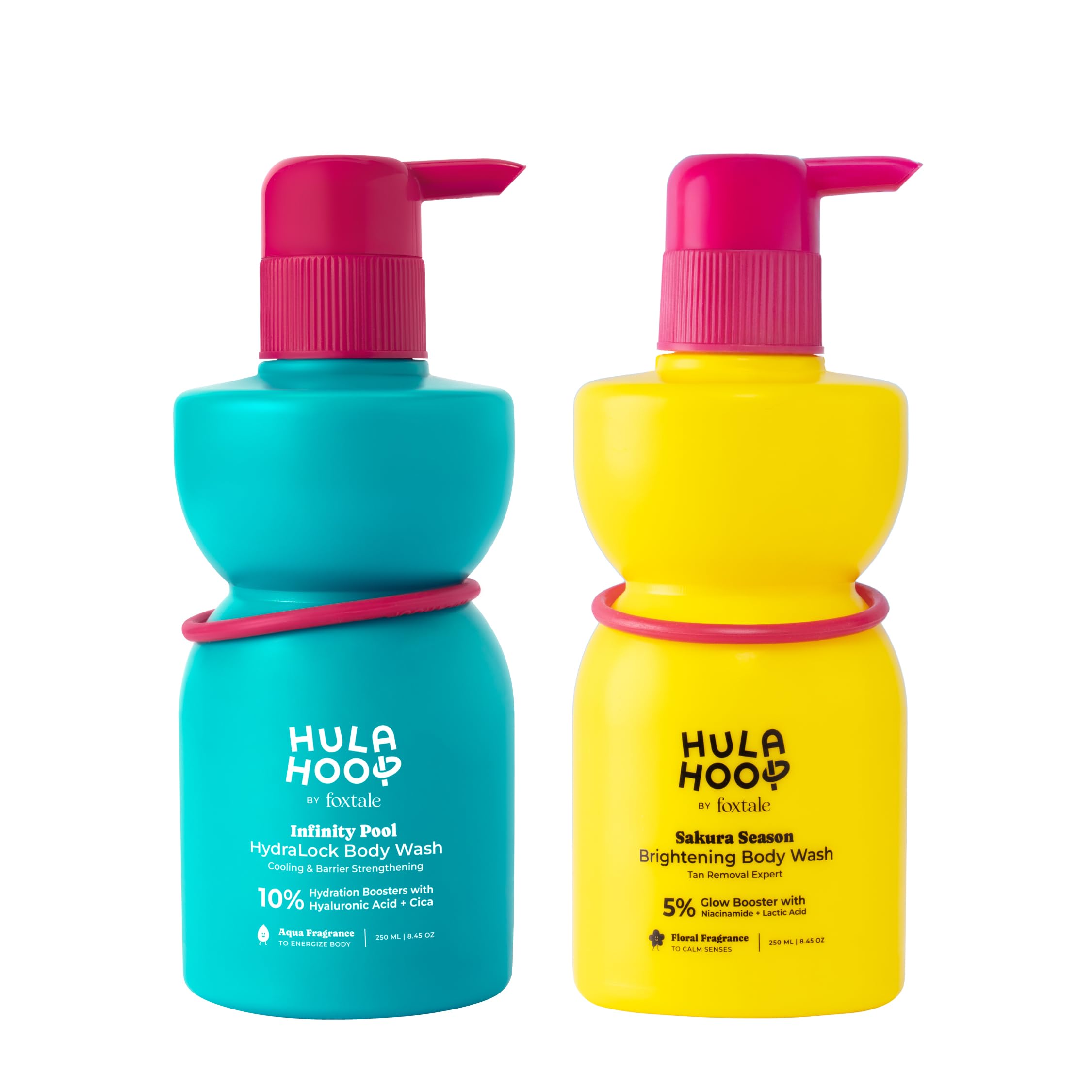 Hula Hoop Body Washes By Foxtale (Pack Of 2) | With Lactic Acid, Niacinamide, & Hyaluronic Acid | 6+ Hrs Odour Control | For Bri