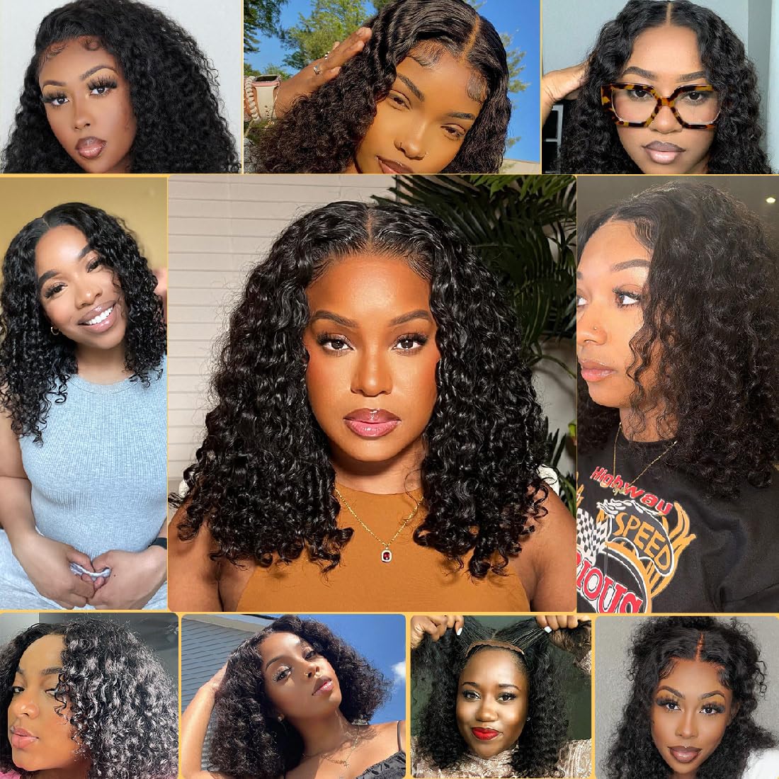 Domiso Wear And Go Glueless Wigs Deep Wave Bob Human Hair Lace Wigs Pre Cut No Glue For Black Women Pre Plucked Hairline 12 Inch