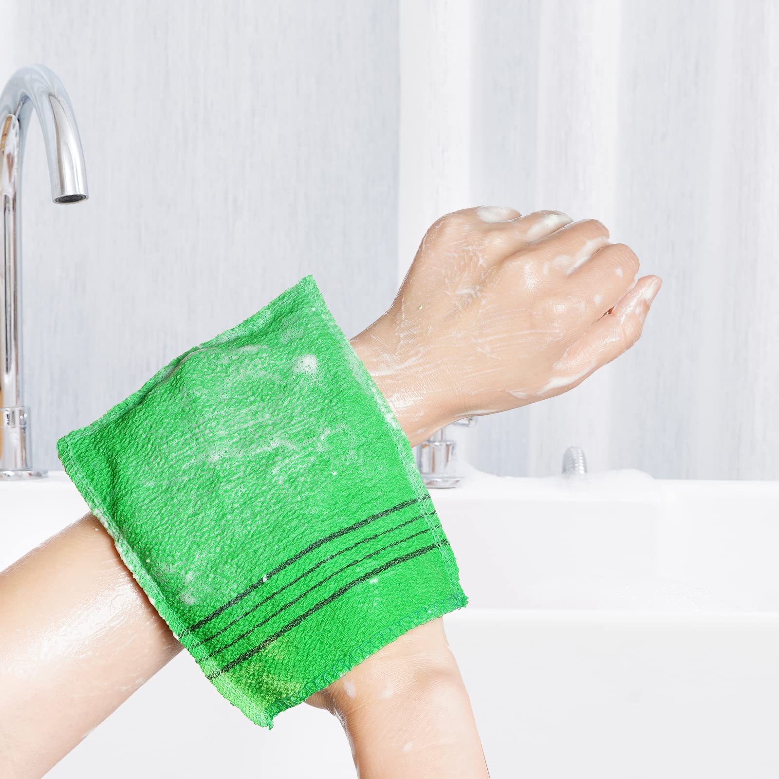 Obmwang 6 Pieces Korean Exfoliating Mitts And Washcloth Set, Asian Exfoliating Bath Washcloth And Korean Long Exfoliating Washcl