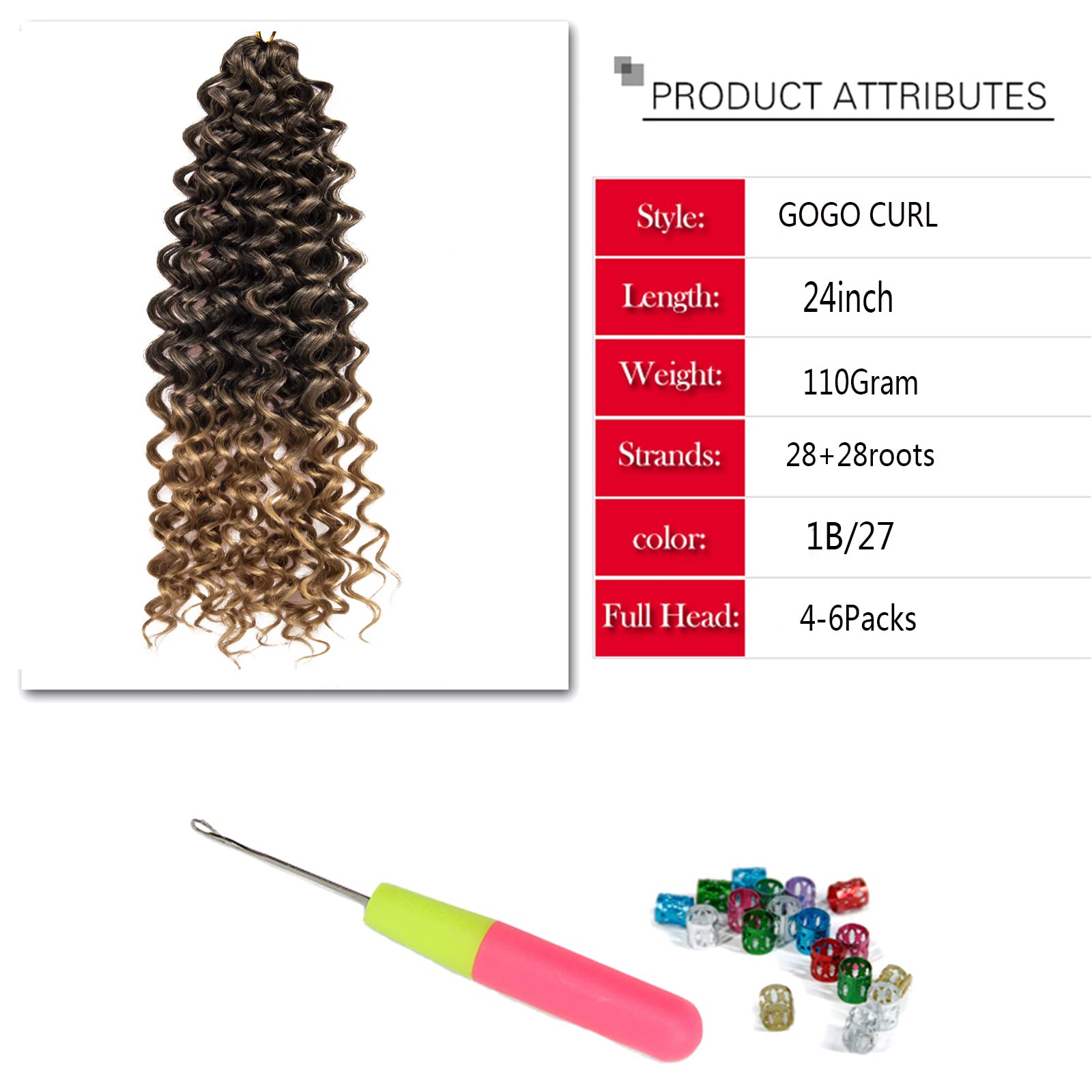 Yxcherishair Gogo Curl Crochet Hair Water Wave Crochet Hair Ombre Blonde Synthetic Bohemian Crochet Braid Deep Wave Braiding Hai