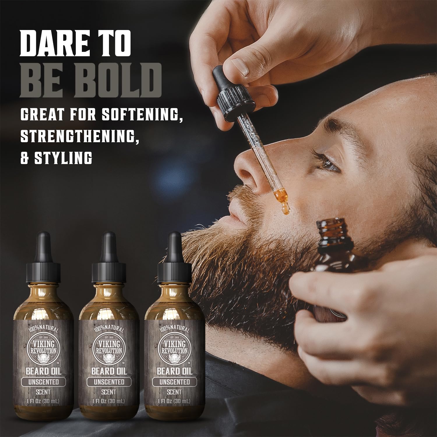 Viking Revolution Beard Oil For Men - Unscented - Natural Mens Beard Oil With Argan Oil And Jojoba Oil - Beard Softener, Strengt