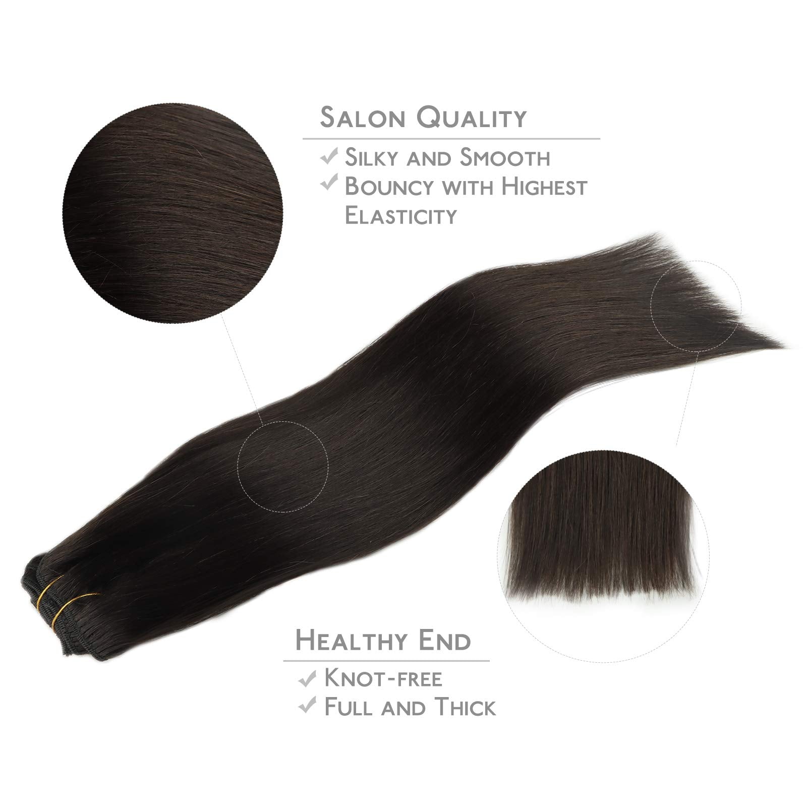 Wennalife Clip In Human Hair Extensions, 22 Inch 120G 7Pcs Dark Brown Hair Extensions Clip In Human Hair Remy Clip In Hair Exten