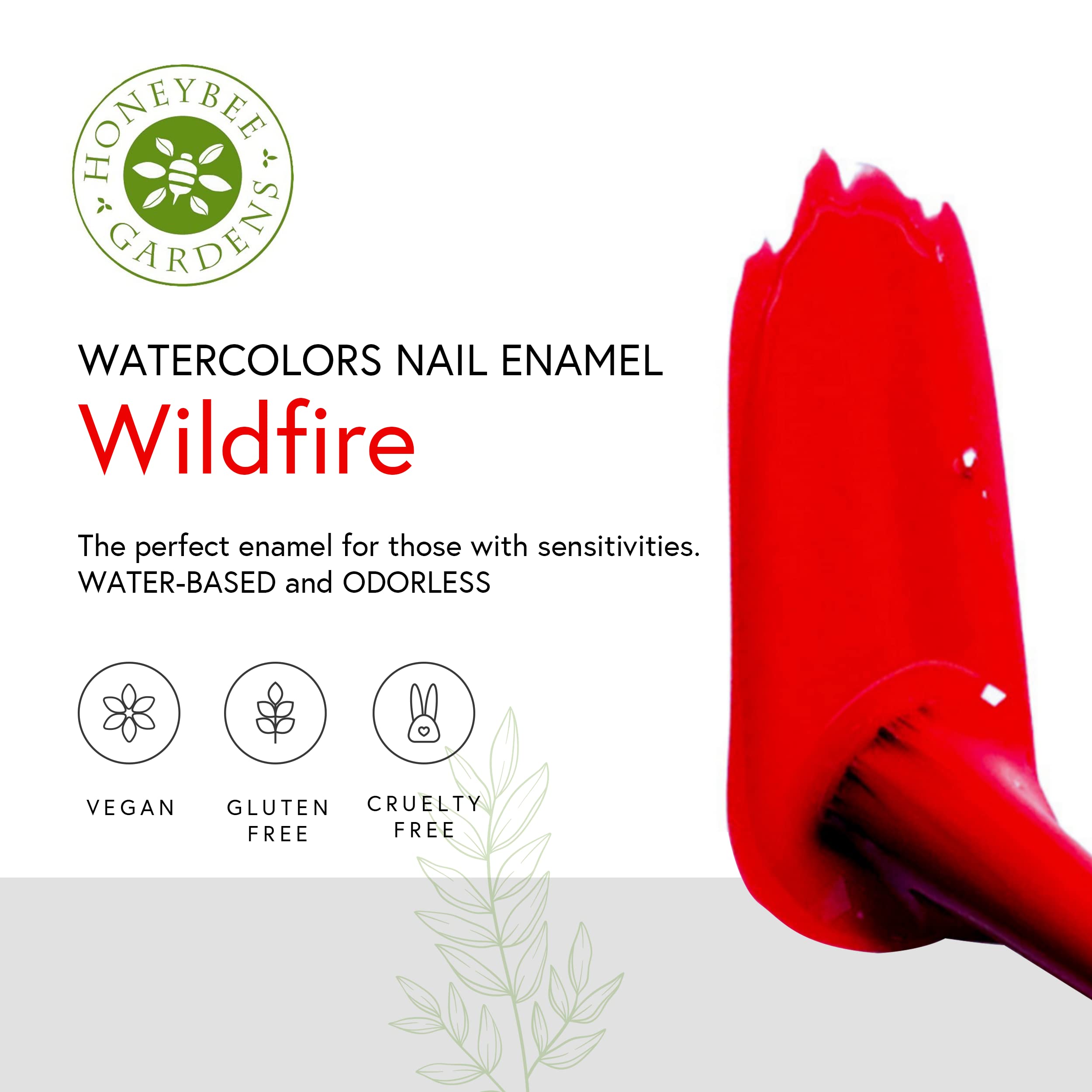 Honeybee Gardens Water-Based Nail Enamel, Wild Fire, Matte Bright Red With A Hint Of Orange, Eco-Friendly, Odorless & Vibrant Po