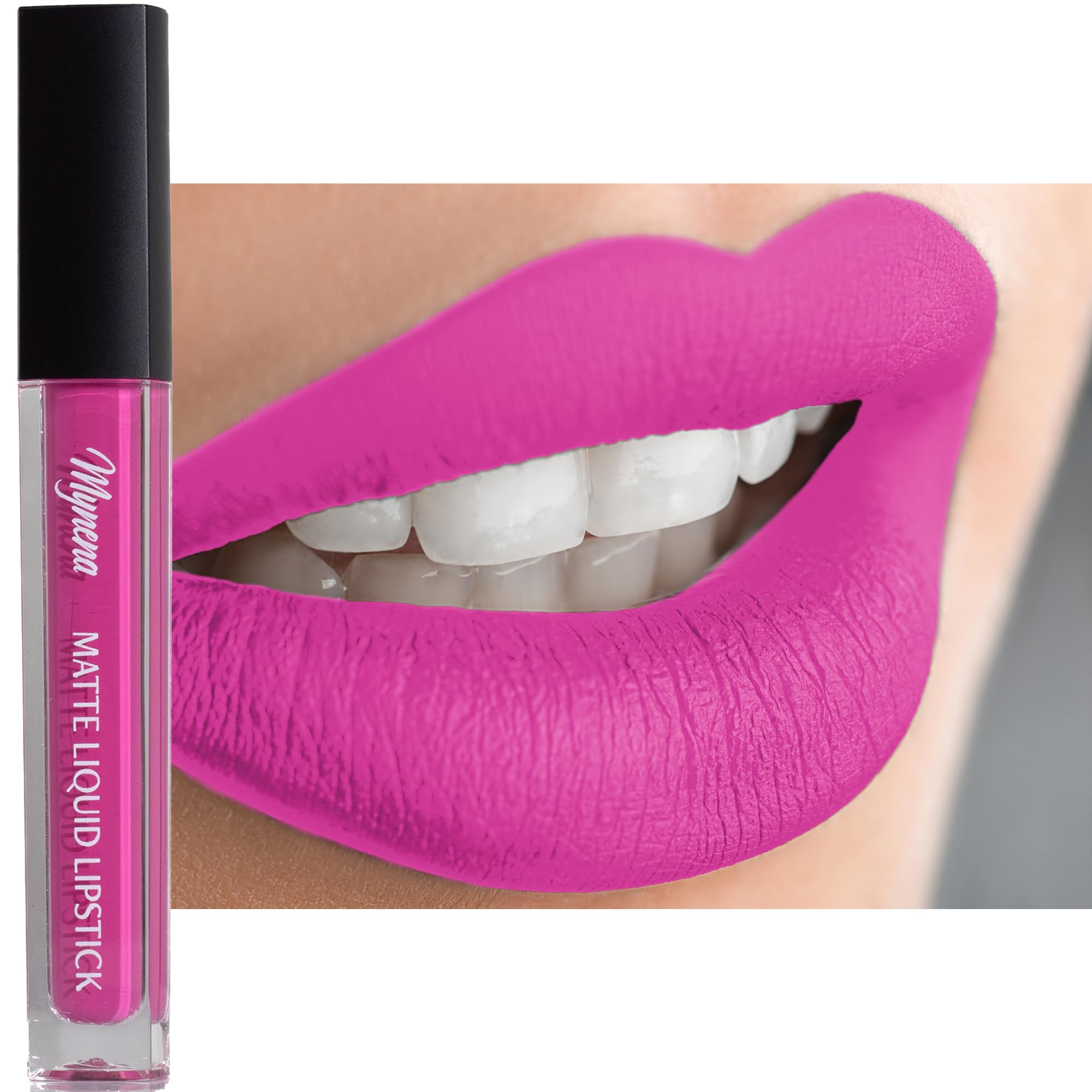 Mynena Pink Long-Lasting Matte Liquid Lipstick | Intense Color, Smudge-Proof & Waterproof | Comfortable, Hydrating Shea Butter |