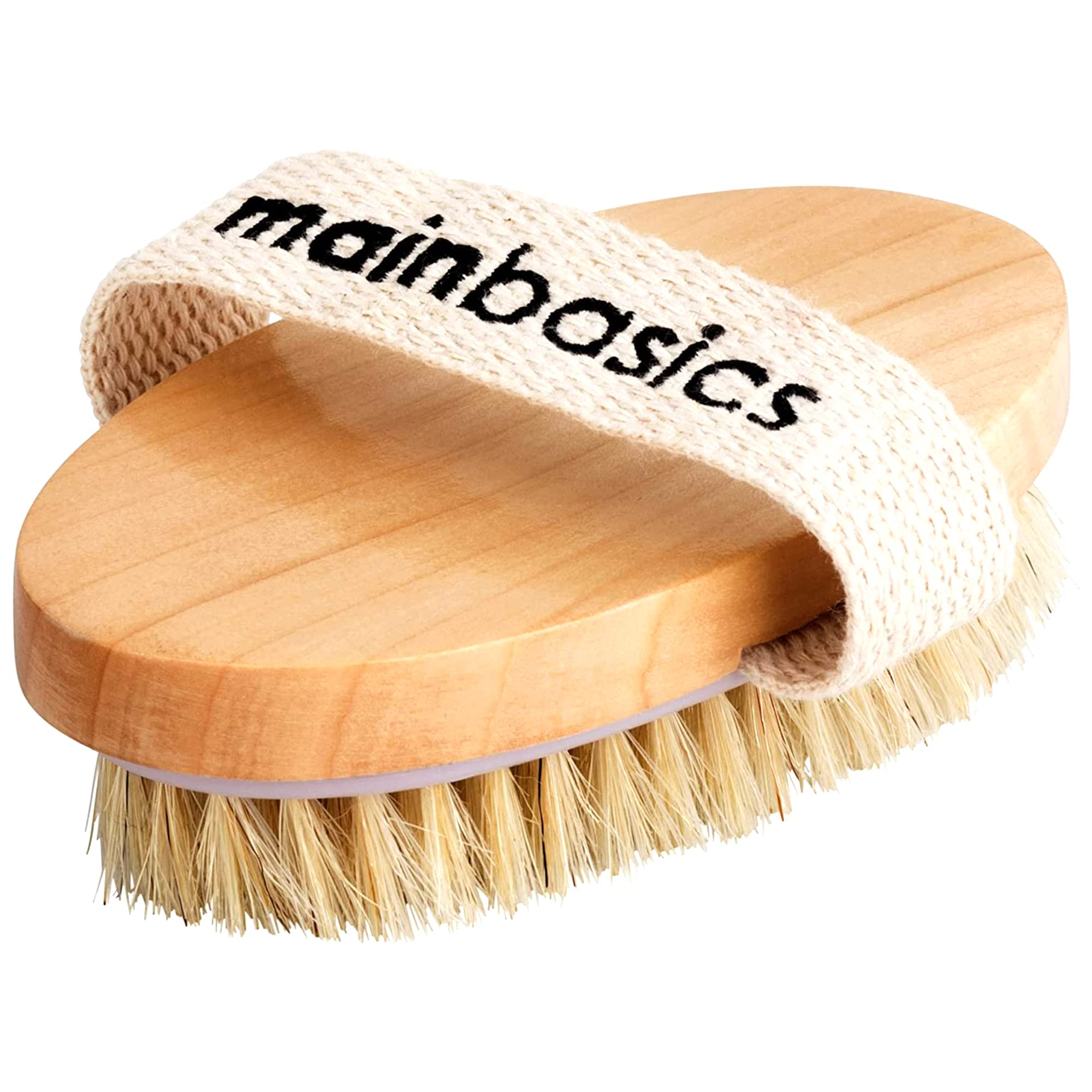 MainBasics Dry Brushing Body Brush for Lymphatic Drainage, Dry Skin, Cellulite, Blood Circulation with Exfoliating Natural Brist