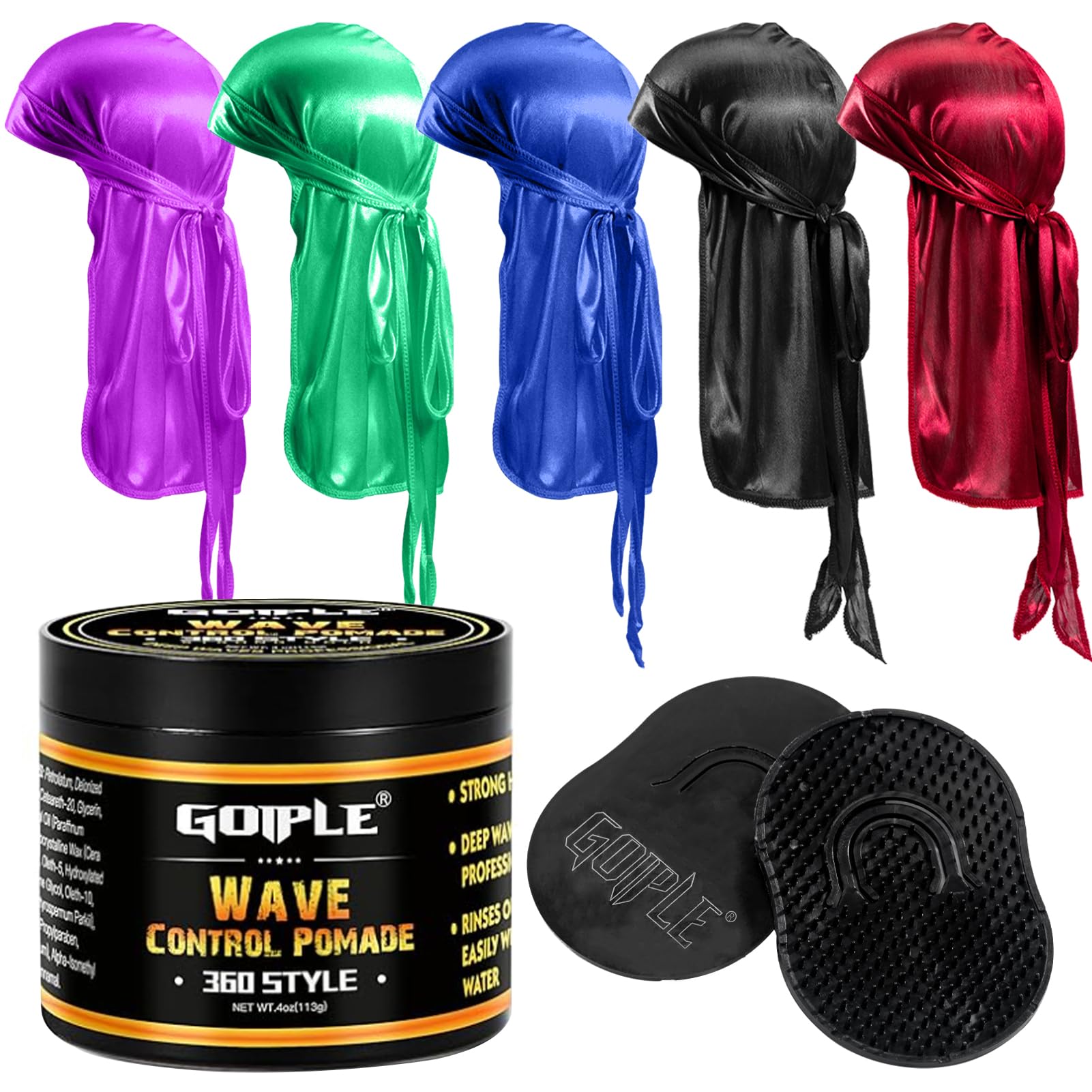 Silky Durags for Men Wave Pomade Strong Hold Easy Wash 360 Wave Training Hair Cream, Waves Grease for Men Promotes Layered Waves
