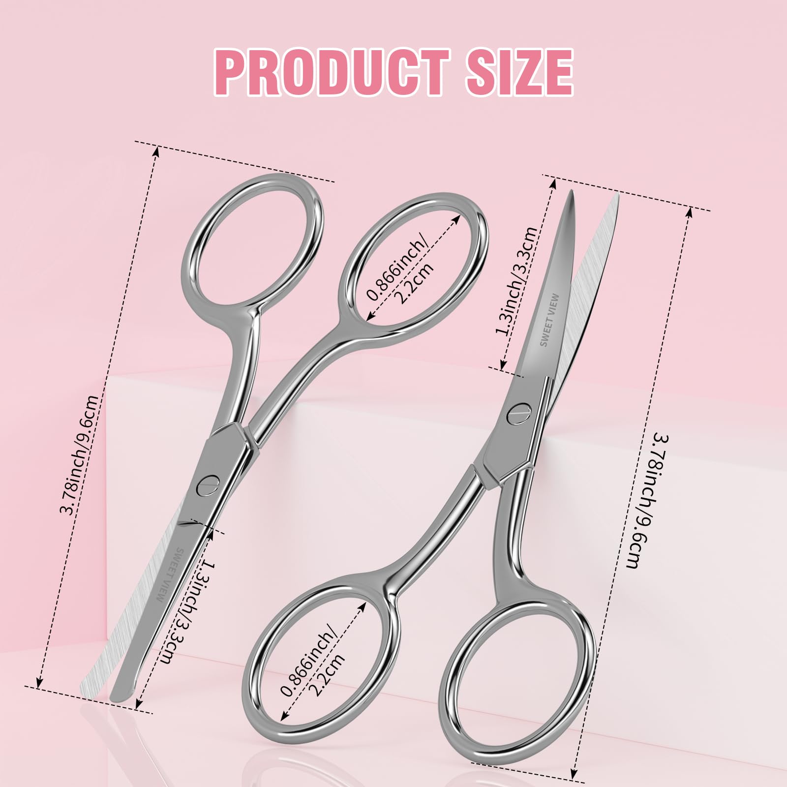 SWEET VIEW Eyebrow Scissors Curved and Rounded Small Grooming Scissors for Man and Woman Trimming Eyebrows, Nose, Mustache, Eyel