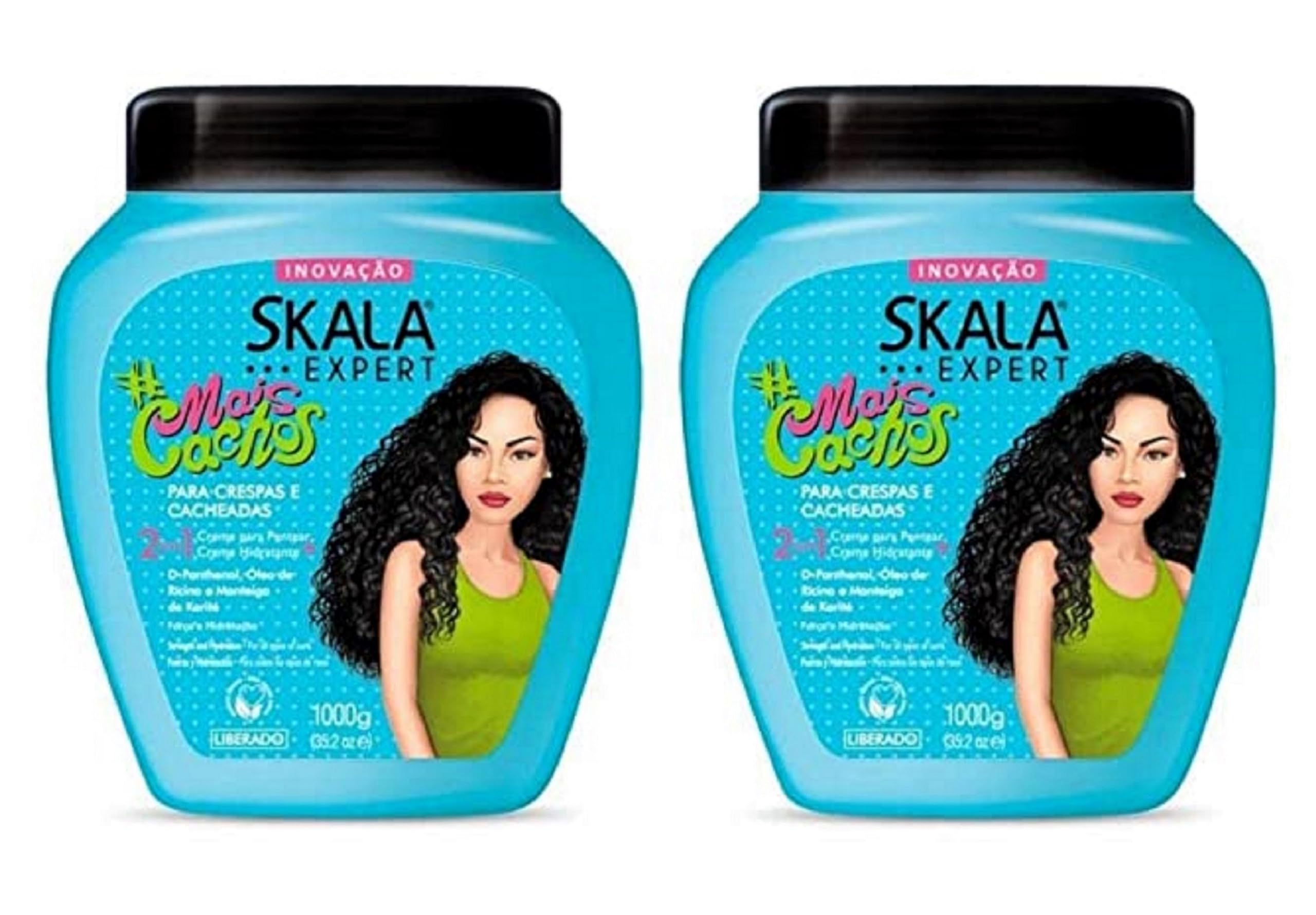 2 Pack SKALA Mais Cachos Hydrates Curls, Eliminates Frizz, For Curly Hair - 2 IN 1 Conditioning Treatment Cream and Cream To Com