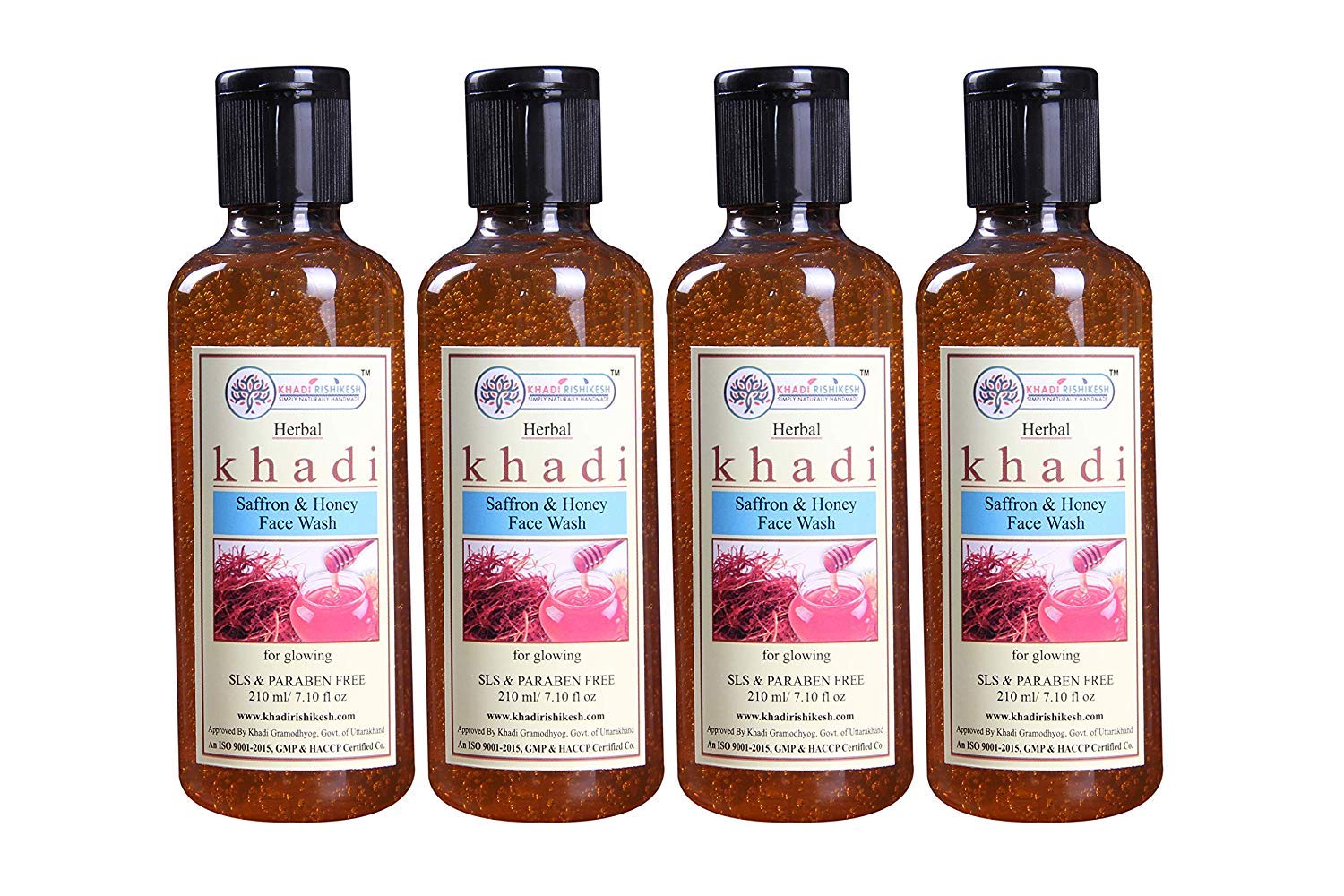 Khadi Rishikesh Herbal Saffron & Honey Face Wash Combo Set Pack Of  210Ml X 4 (840Ml)