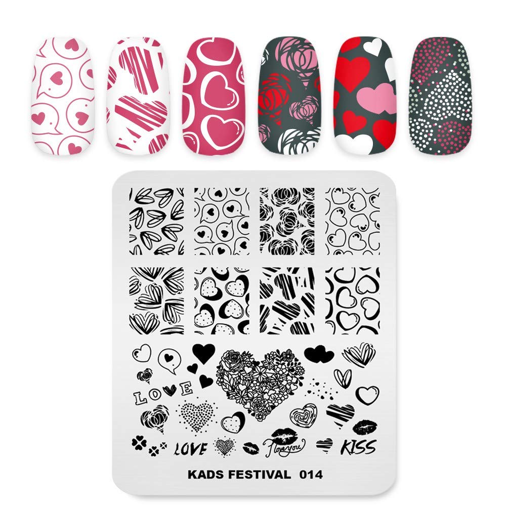 KADS Nail Art Image Stamping Plates Valentine's Day Love Heart DIY Manicure Template Image Plate for Nail (FE014)