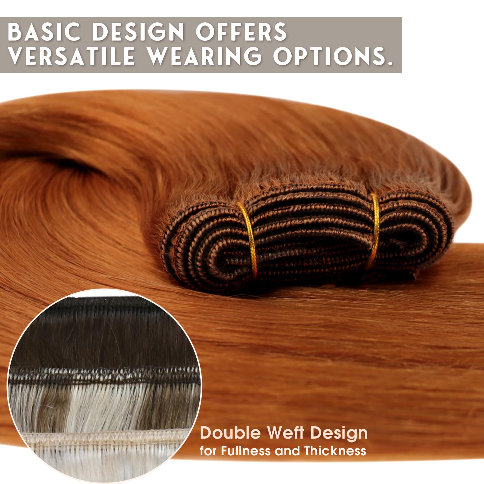 Sunny 22Inch Weft Hair Extensions Human Hair Copper Sew In Hair Extensions Real Human Hair Long Hair Weft Extensions Copper Sew