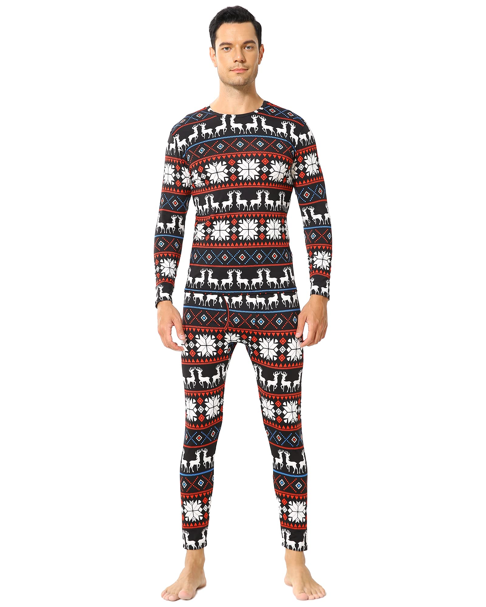 Thermal Underwear for Men Fleece Lined Long Johns Base Layer Top and Bottom Set for cold Weather christmas M