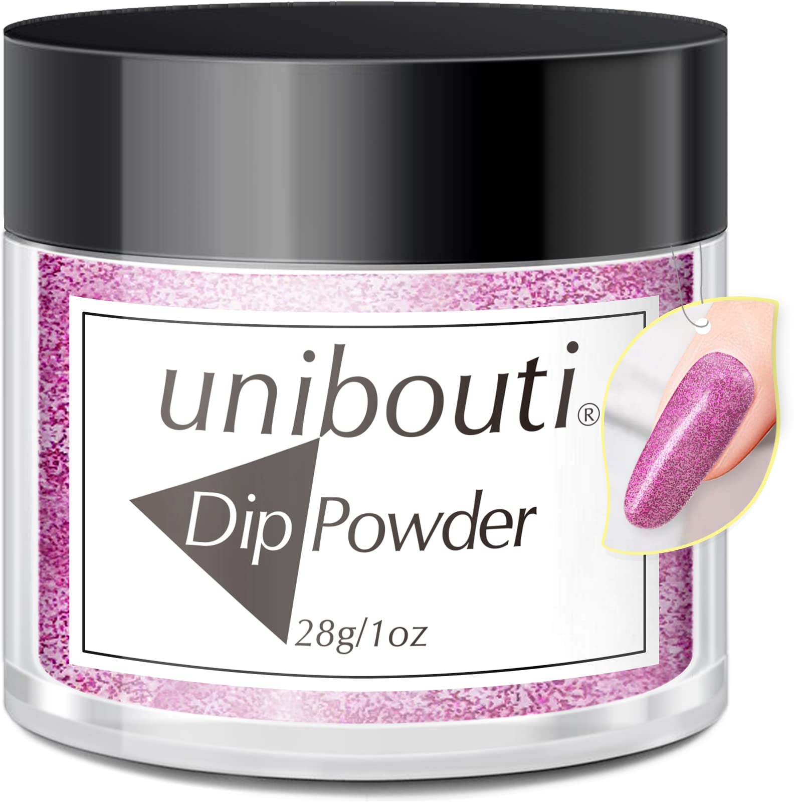 Upgrade Hot Pink Glitter Dip Powder Nail Color Refills, 1oz/28g, Unibouti Pro Dipping Powder System for Nail Art DIY at Home/Sal