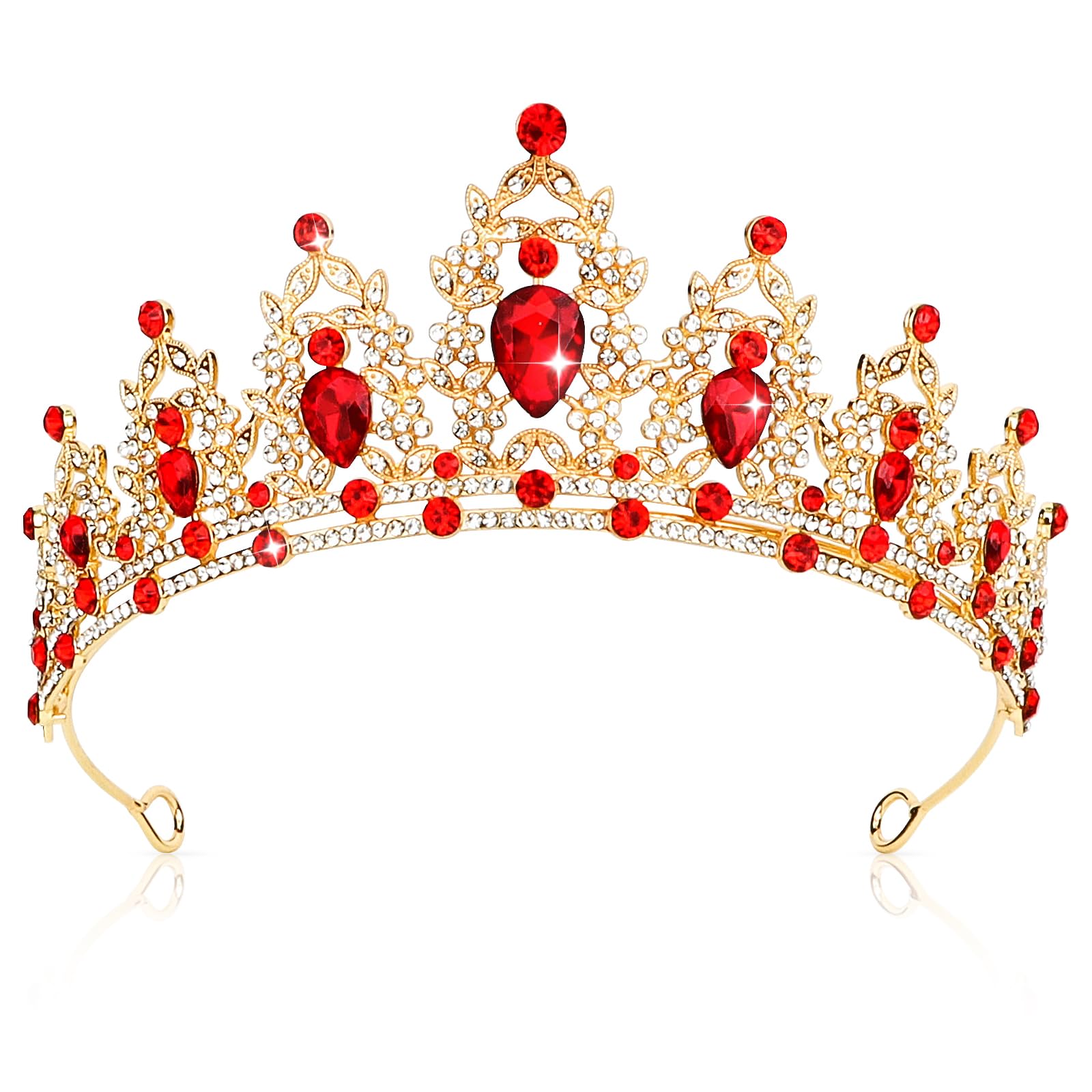 CIEHER Gold and Red Crowns for Women Girls Vintage Queen of Hearts Crown Tiara Queen Crown Queen of Hearts Accessories Luxury Rh