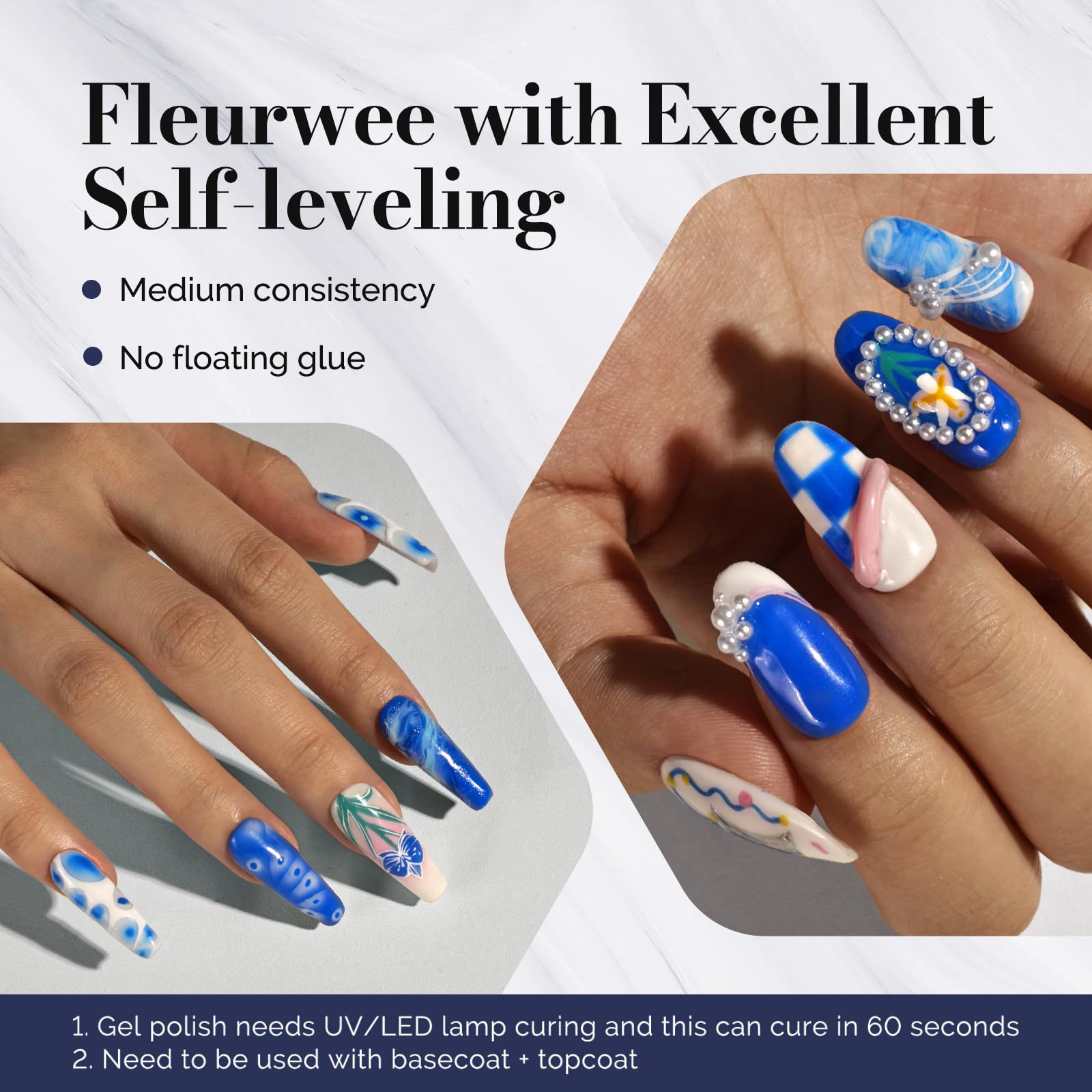 Melodysusie Fleurwee Plant-Based Uv Gel Nail Polish, Hema Free, 21 Non-Toxic, Royal Blue P40, Long Lasting No Chip, Summer Color