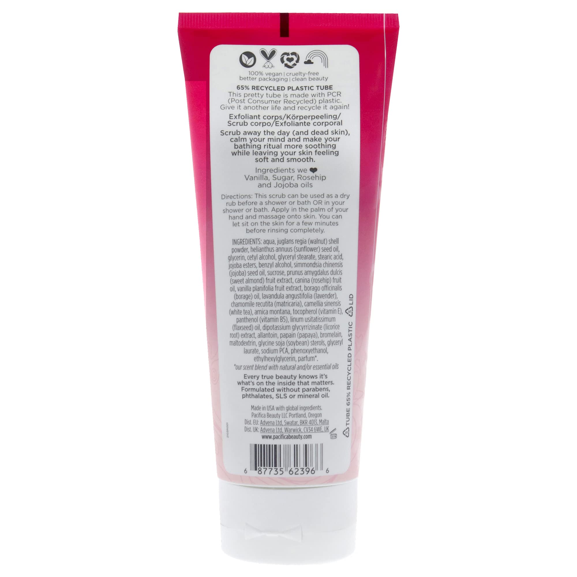 Pacifica Beauty, Island Vanilla Body Scrub, Exfoliating, Sugar, Rosehip Oil, Body Polish, Bath & Shower, Clean, Paraben, Vegan +