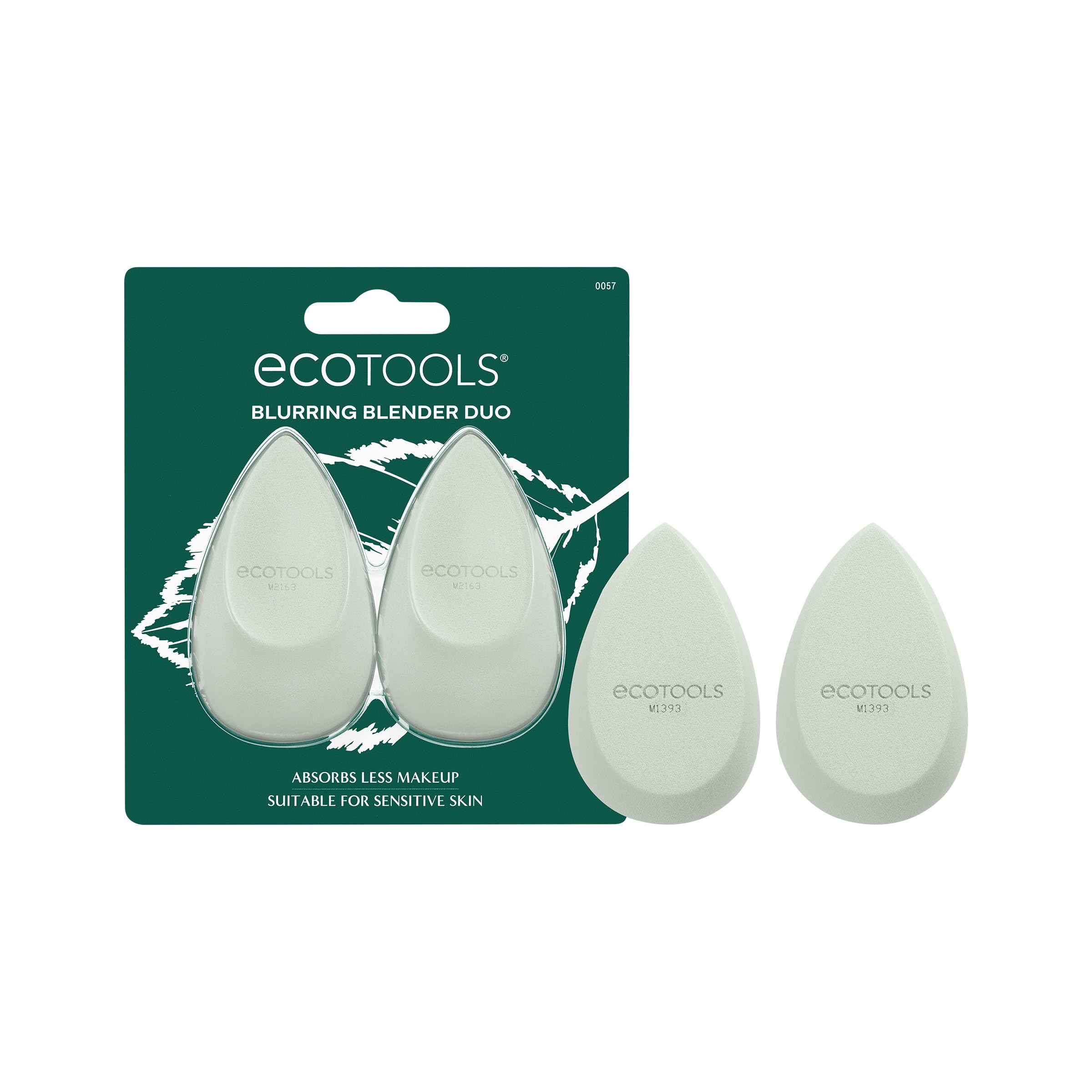 EcoTools Blurring Blender Makeup Sponge Duo, Makeup Blender Sponge For Blurred Skin, For Liquid & Cream Foundation, Cloud Covera