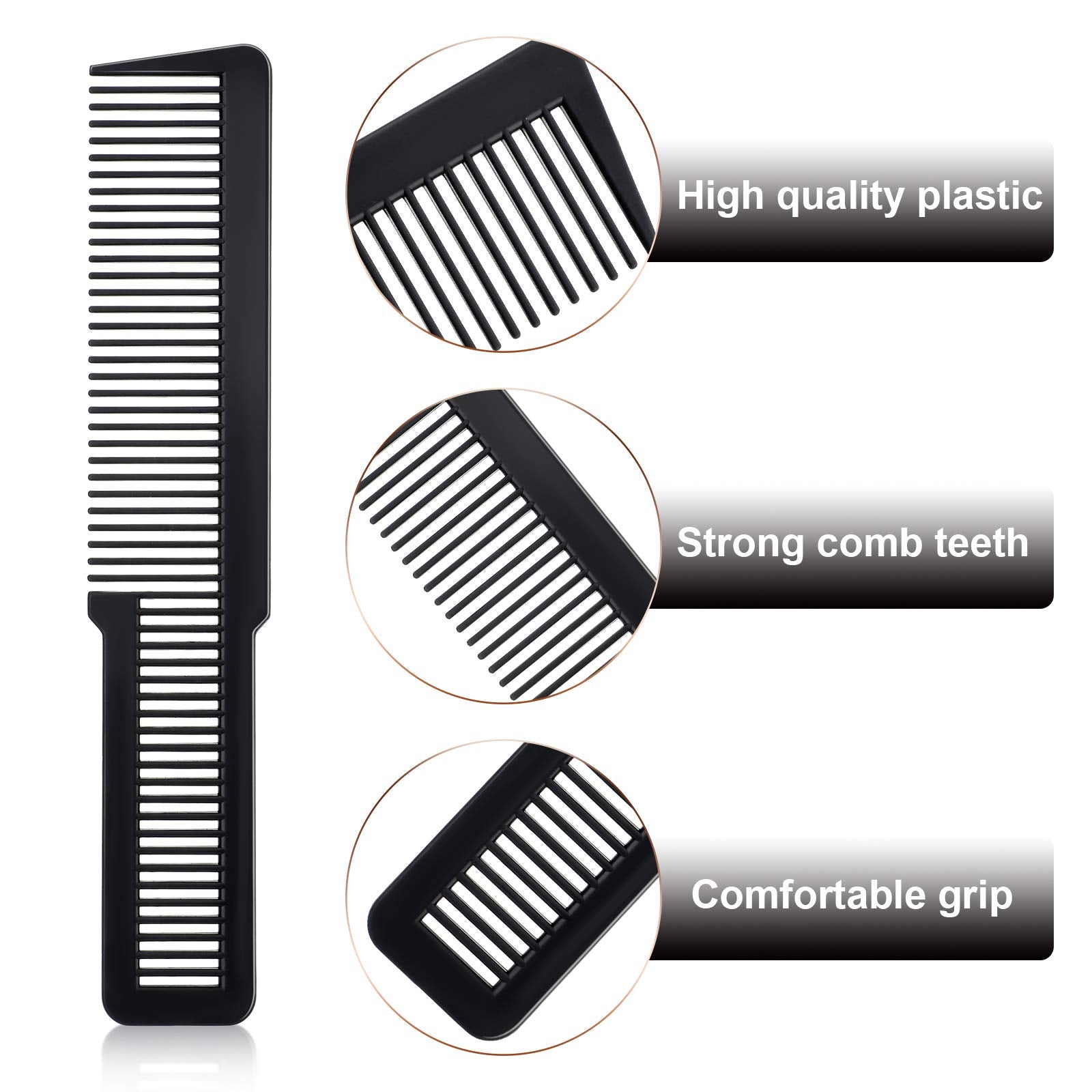 10 Pieces Hair Cutting Comb Fine Tooth Styling Comb Barber Styling Hair Comb Clipper Cutting Comb for Home Salon Barber (Black,