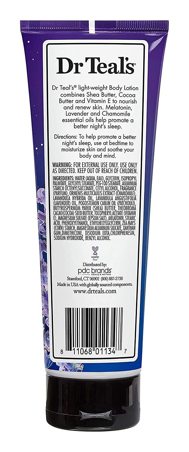 Dr Teal's Melatonin Sleep Lotion Gift Set (2 Pack, 8 oz ea.) - Nighttime Therapy Body Lotion Combines Shea & Cocoa Butter to Nou