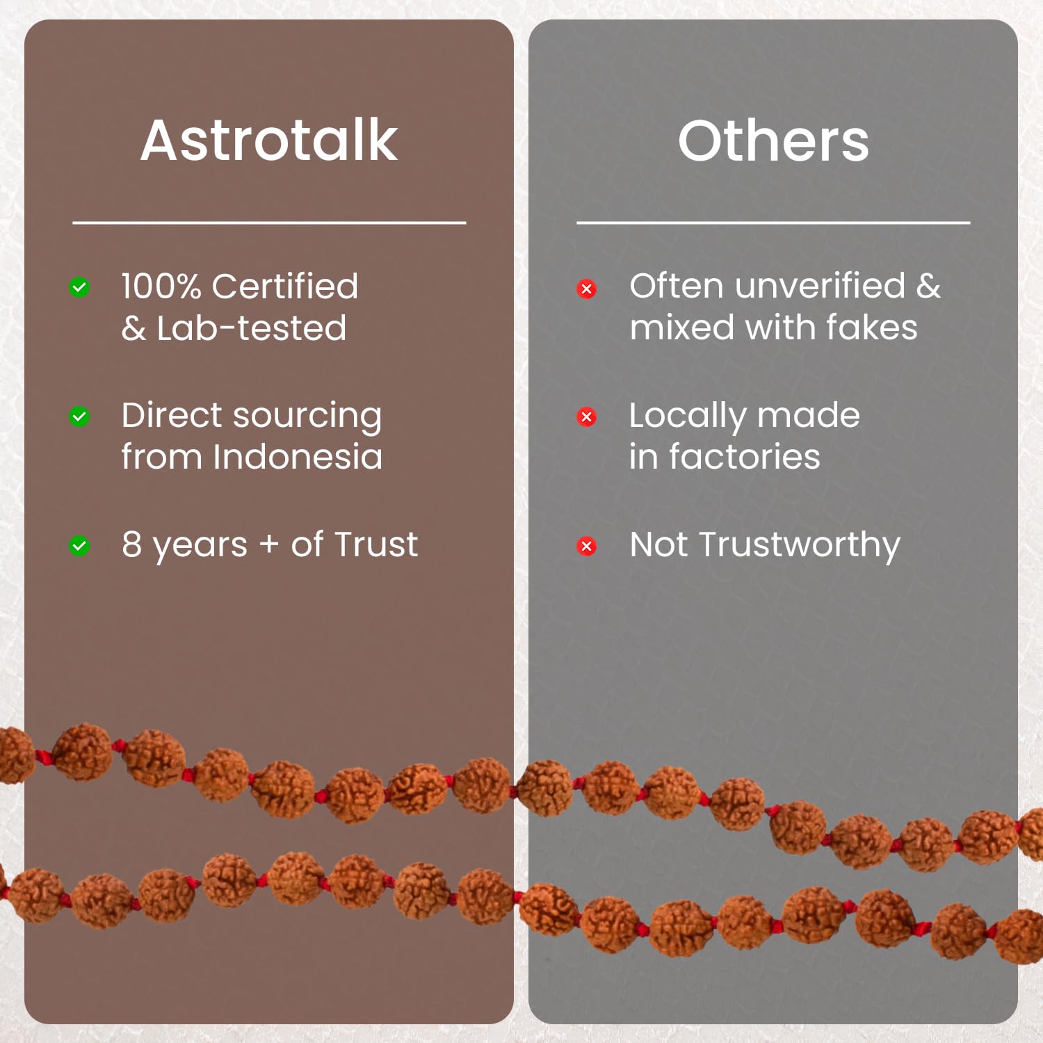 Astrotalk 5 Mukhi Rudraksha Mala 108+1 Beads | Certified 7mm Beads | Spiritual Protection, Focus & Positivity | Lord Kalagni Rudra Blessings | Rudraksha Mala Original for Men & Women