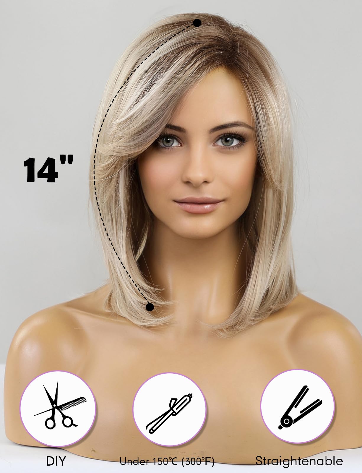 Haircube Shoulder Length Bob Wigs For Women Side Parting