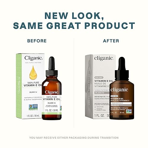 Cliganic 100% Pure Vitamin E Oil For Skin, Hair & Face - 30,000 Iu, Non-Gmo Verified  Natural D-Alpha Tocopherol