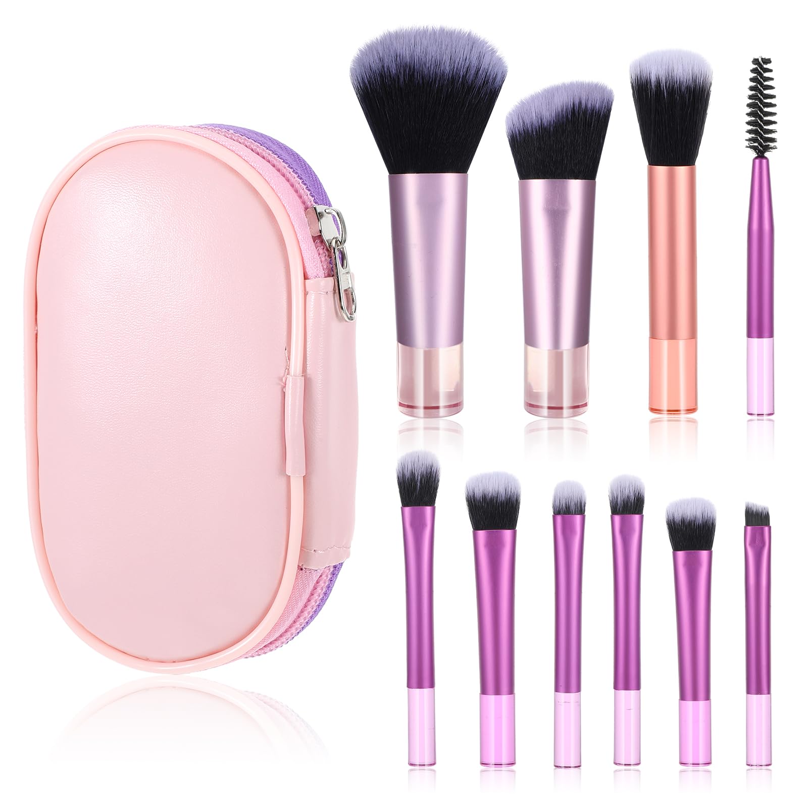 10 Pcs Travel Makeup Brush Set Mini Makeup Brushes Travel Size With Pack Portable Small Eyeshadow Eye Lipstick Foundation Brush