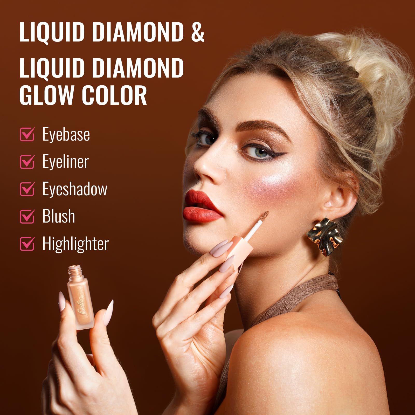 Oulac Liquid Glitter Eyeshadow Liquid Eyeshadow Metallic Eyeshadow| Gold Liquid Eyeliner Glitter Eye Makeup| Pigmented Lightweig