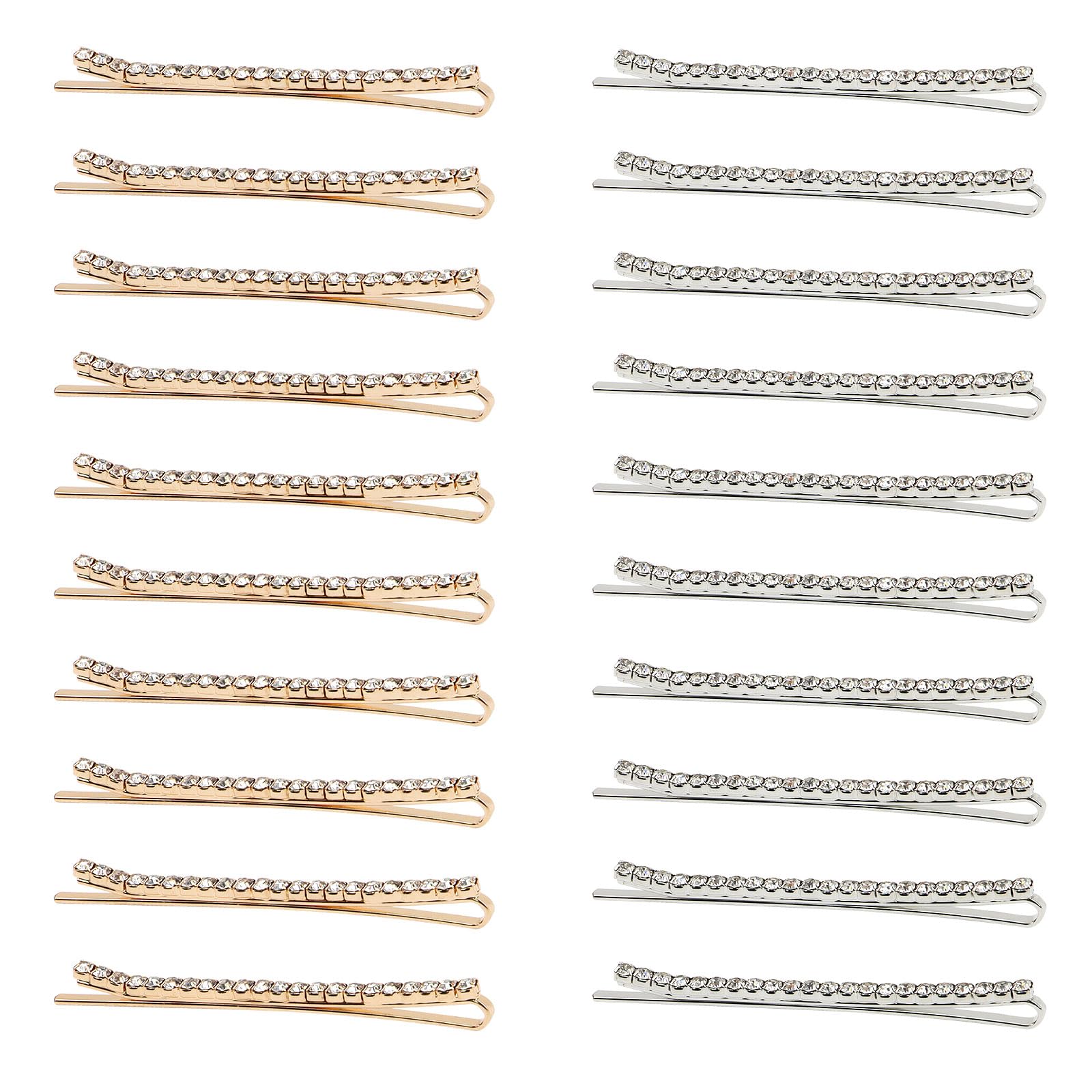 Ondder 20 Pcs Crystal Rhinestone Hair Pins: Gold and Silver Bridal Decorative Accessories for Women's Buns and Weddings
