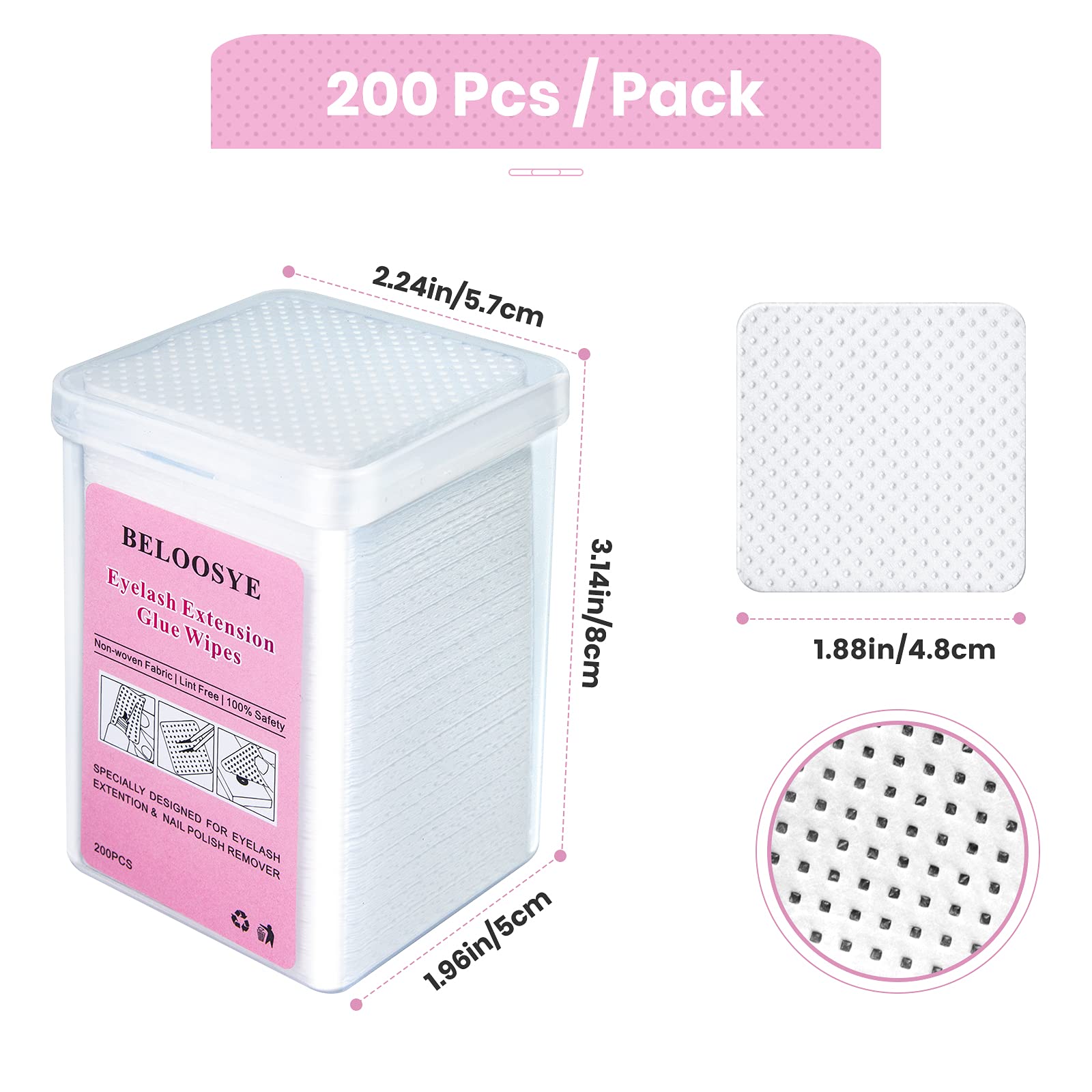 400 Pcs Eyelash Extension Glue Wipes,Lint Free Nail Wipes,Super Absorbent Soft Non-Woven Fabric Adhesive Nail Polish Remover Wip