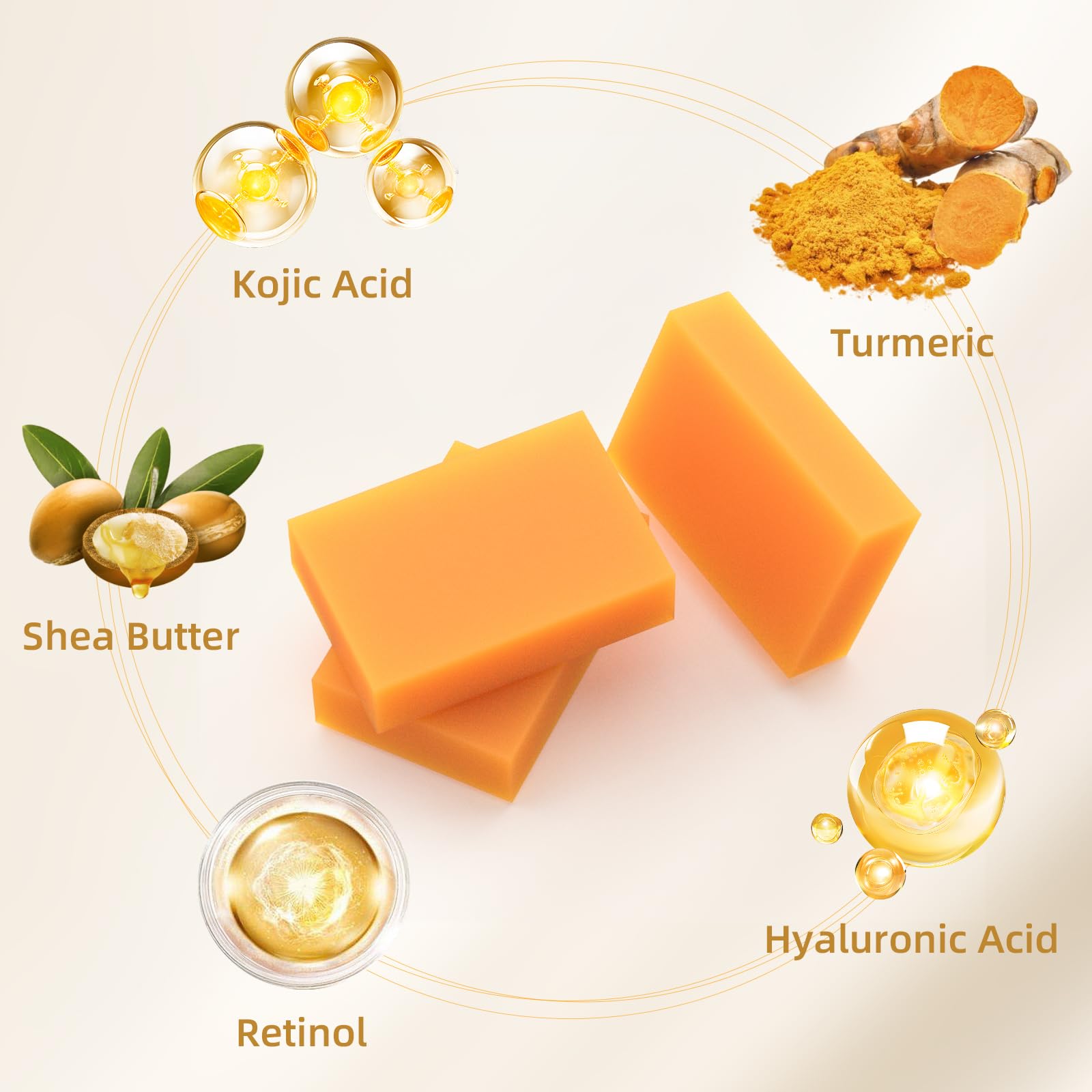Hoyehola Kojic Acid Turmeric Soap Bar - Dark Spot Remover For Face Even Skin Tone, Moisturizing & Nourishing Natural Ingredients