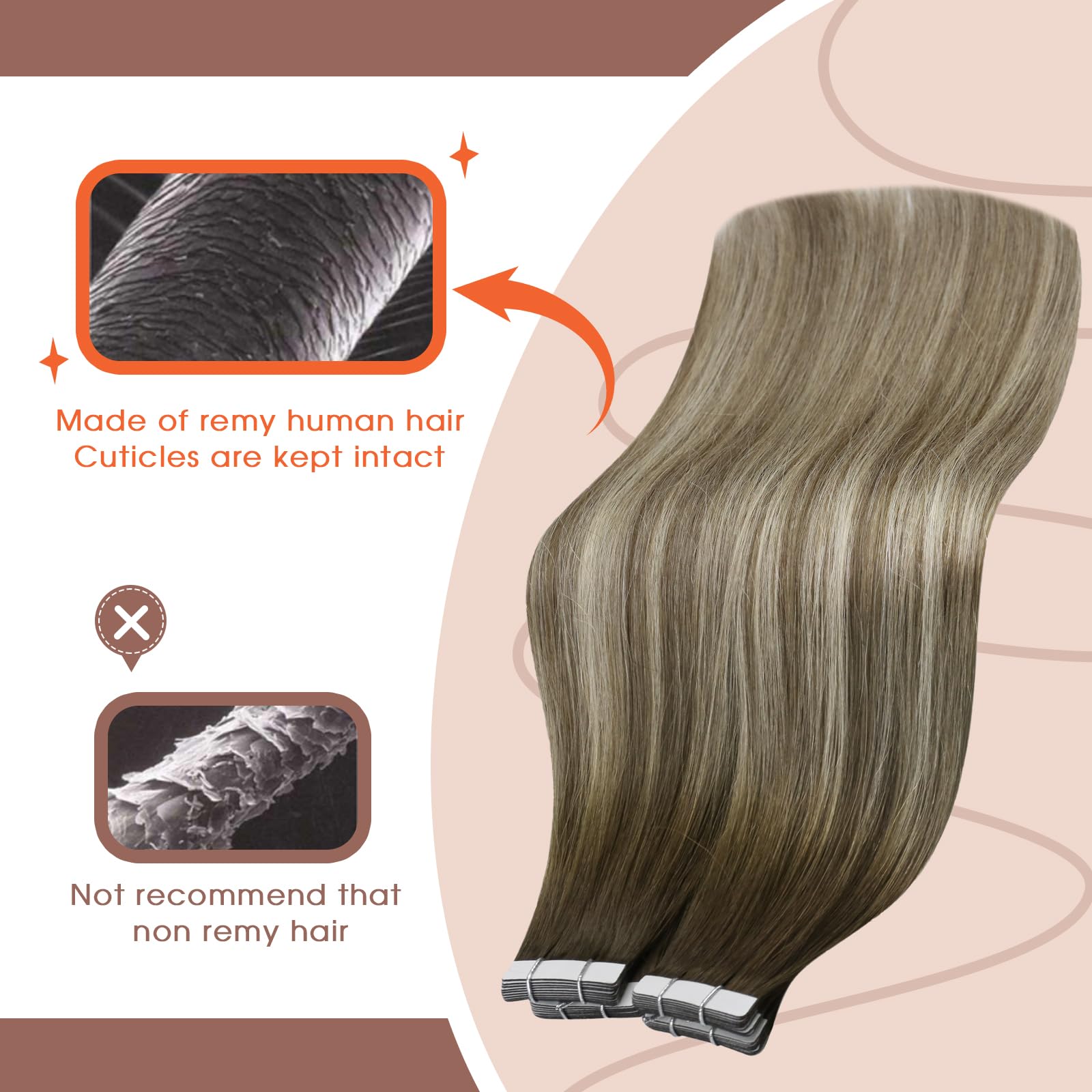 Sunny Tape In Hair Extensions Human Hair Brown Balayage Tape Ins Extensions Darker Brown Fading To Ash Brown Mix Light Blonde Ba
