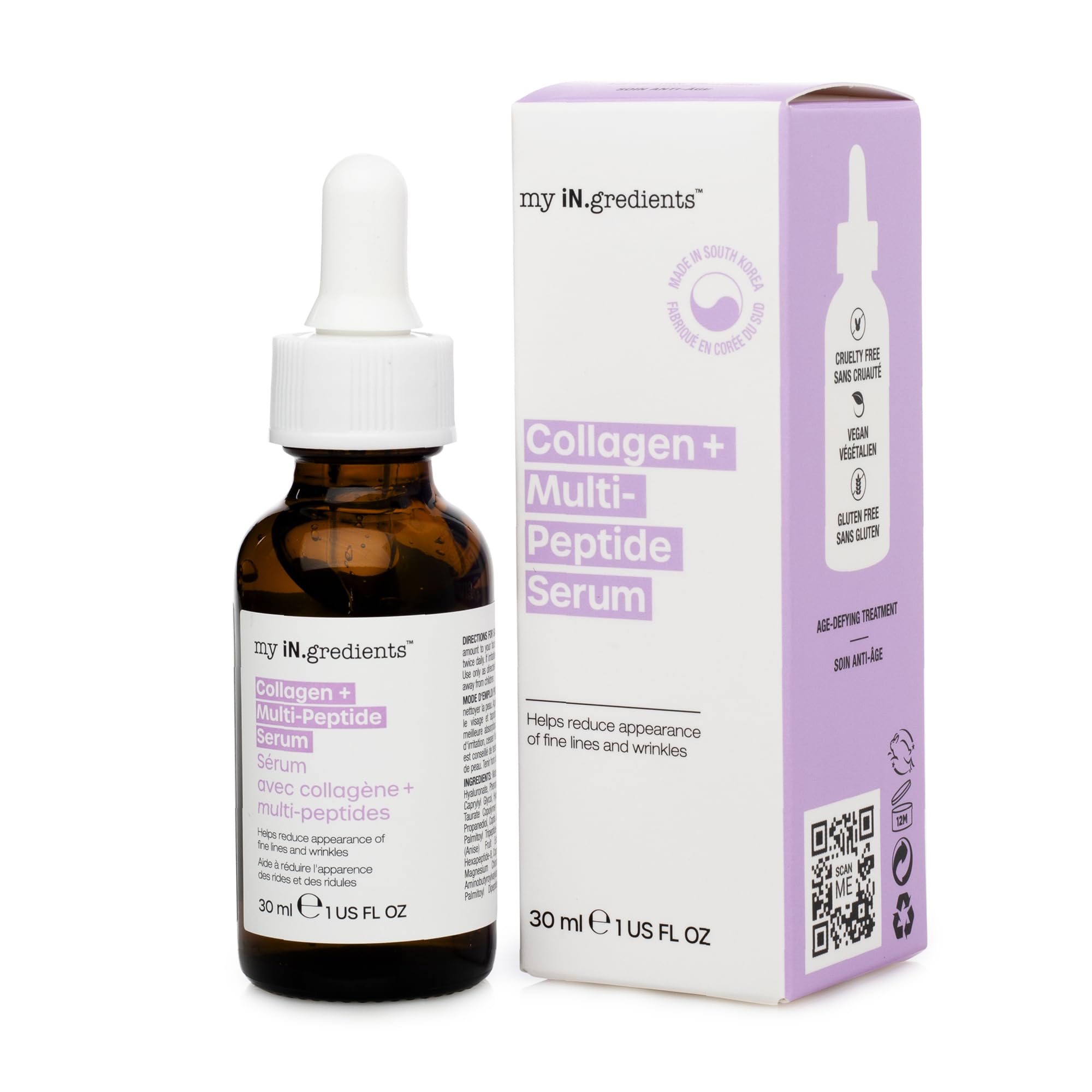 Masque Bar My Ingredients Multi Peptide Serum With Collagen- Wrinkle & Fine Lines Reducing Face Serum- Anti-Aging Hydrating Seru